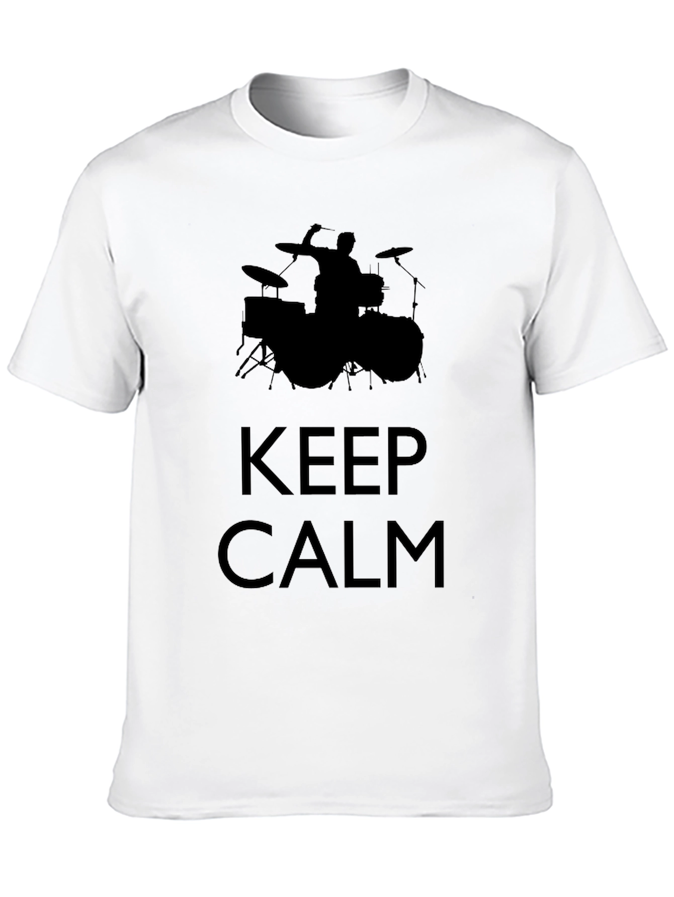 Black Keep Calm Drummer T-Shirt - Men's Black Crew Neck Tee view 10