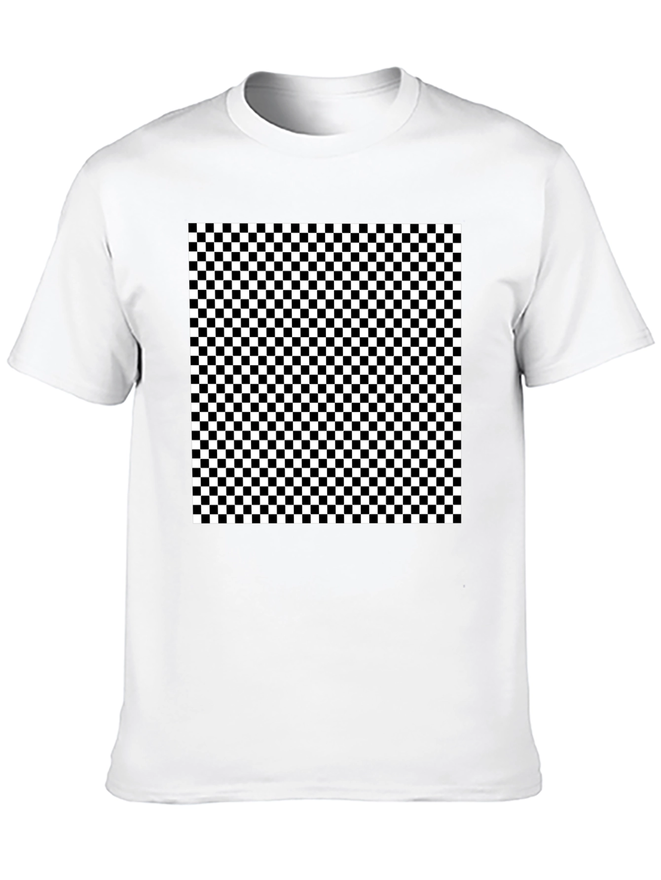 Black Checkered Pattern Black T-Shirt view 10