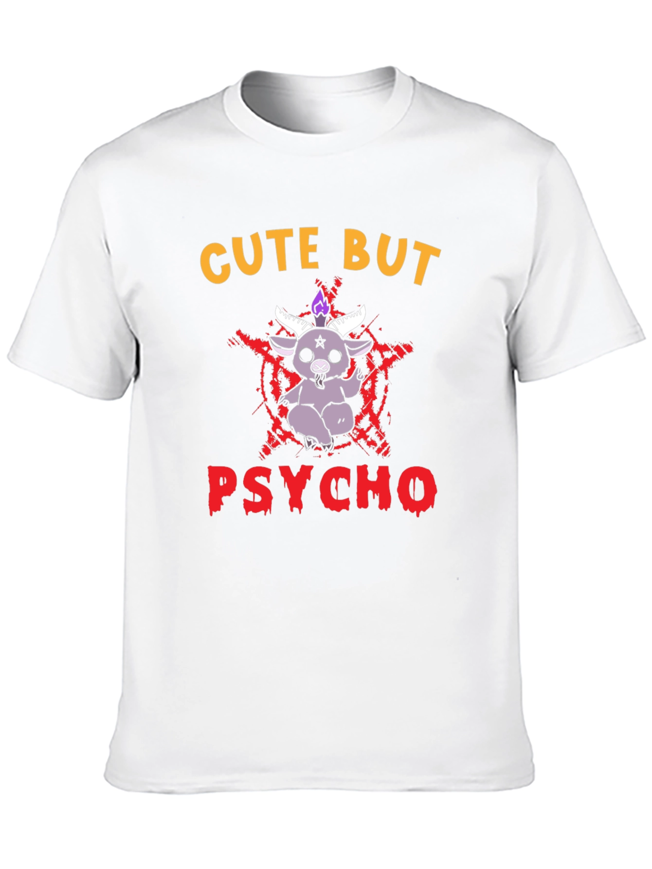 Black Cute But Psycho T-Shirt - Baphomet Graphic Tee view 10
