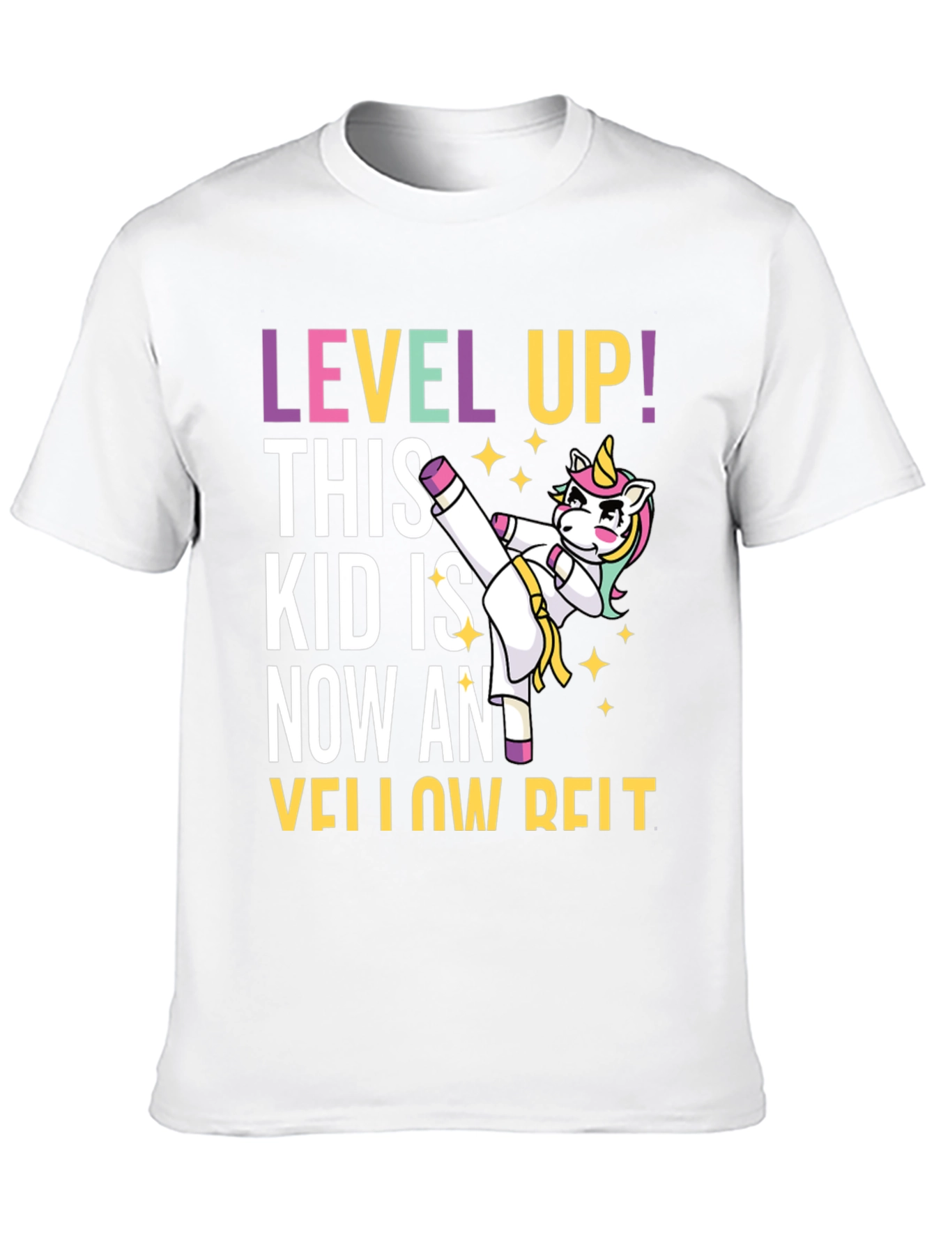 Black Level Up Yellow Belt Unicorn T-Shirt view 10
