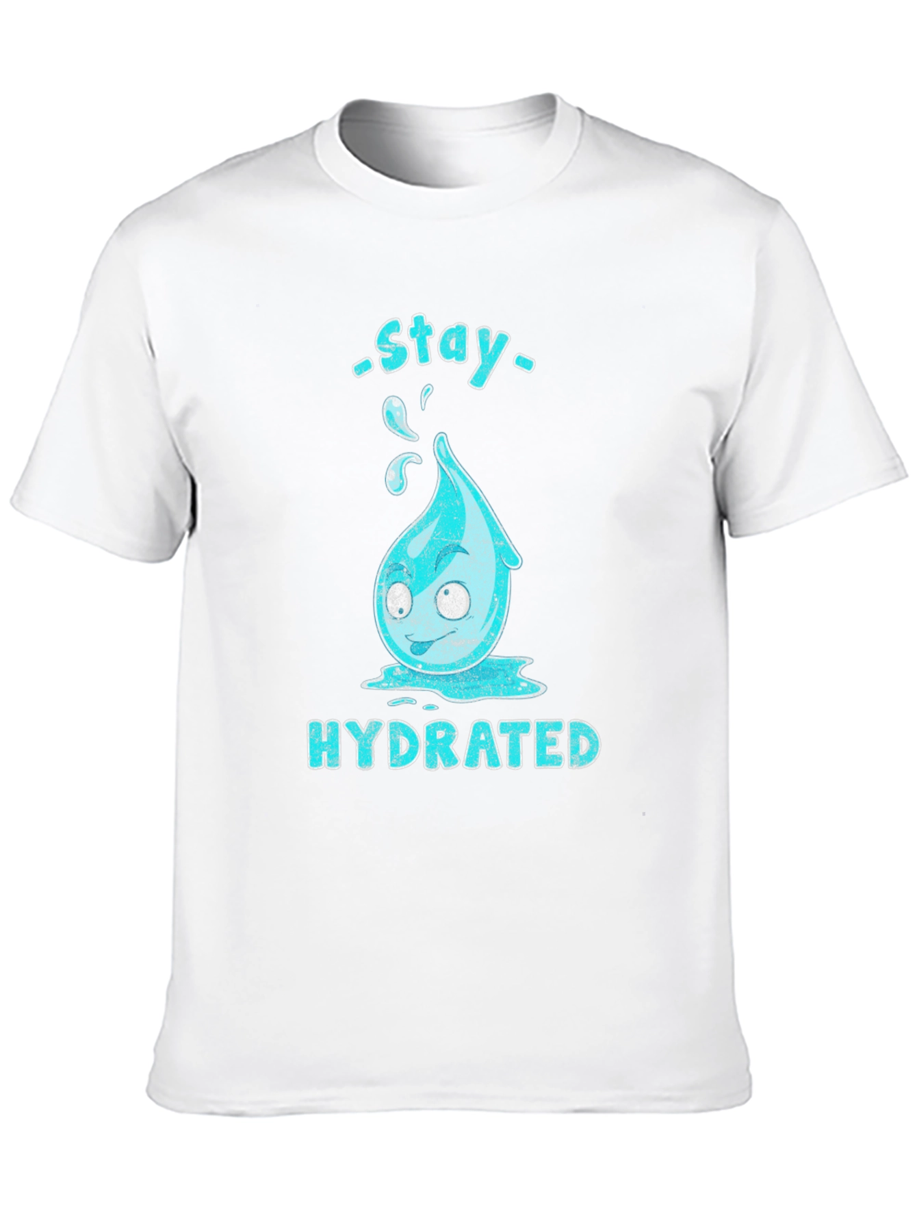 Black Stay Hydrated Cartoon Waterdrop Graphic T-Shirt view 10