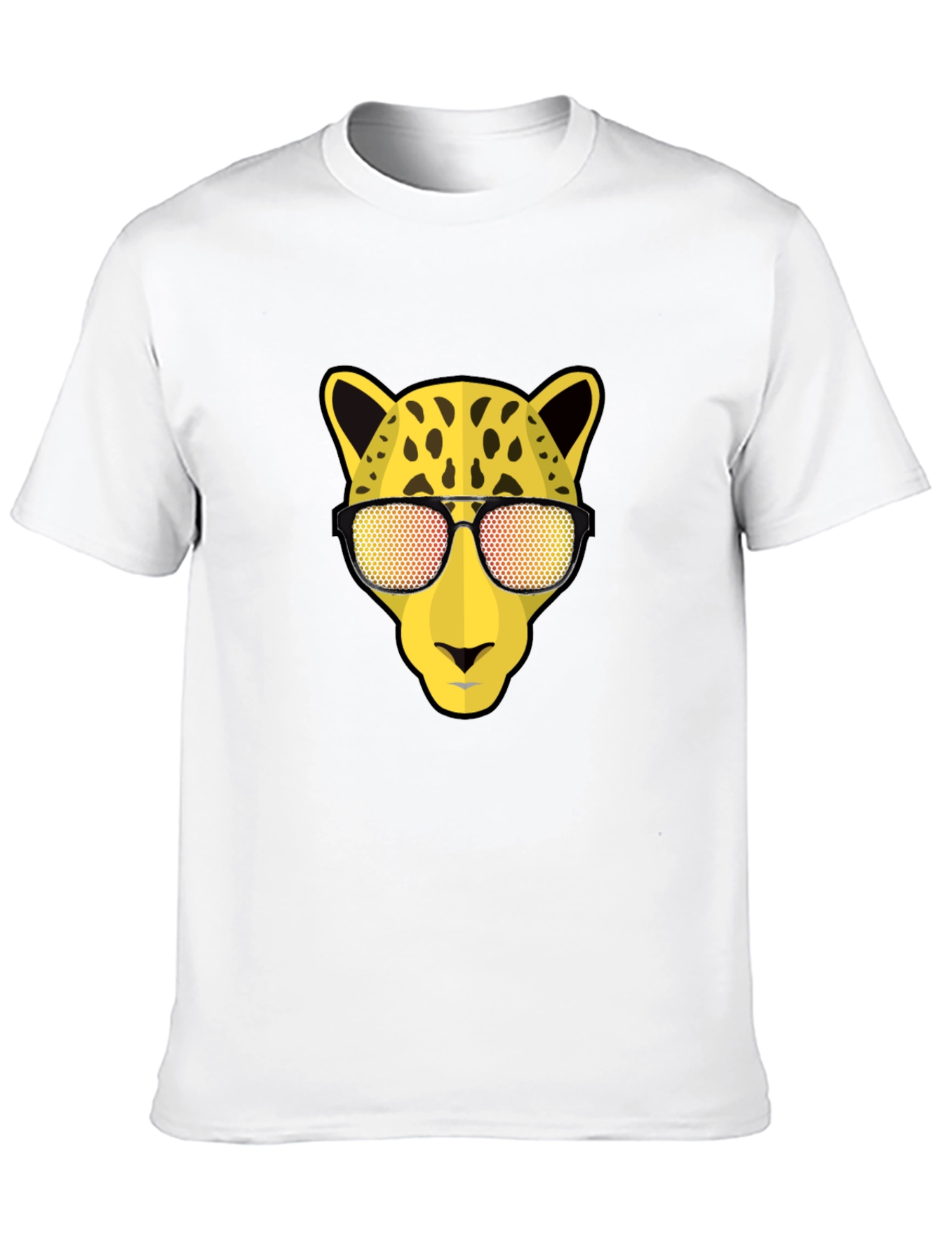 Black Cool Cat Tee: Leopard with Shades Graphic T-Shirt view 10
