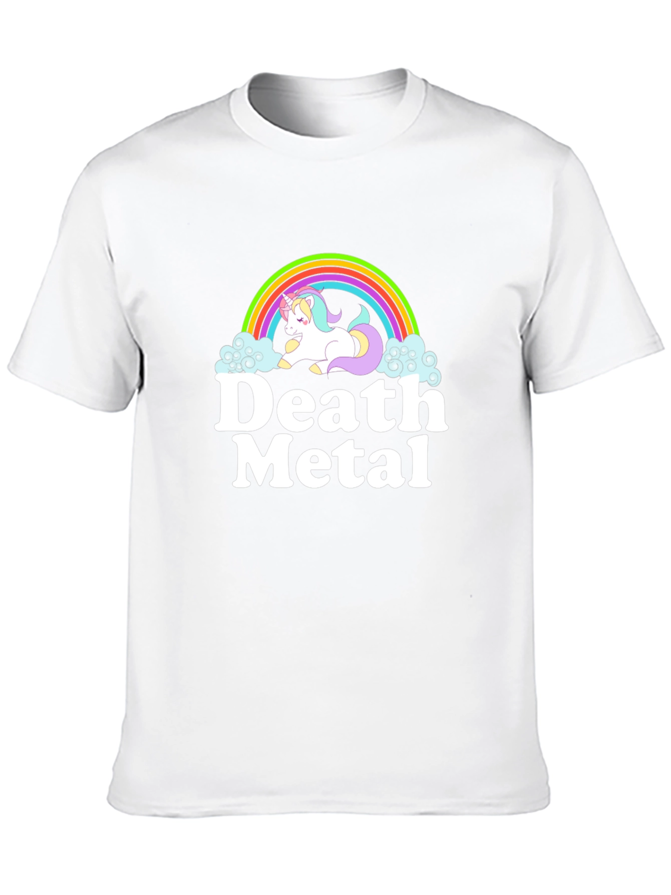 Black Death Metal Unicorn Rainbow Black T-Shirt view 10