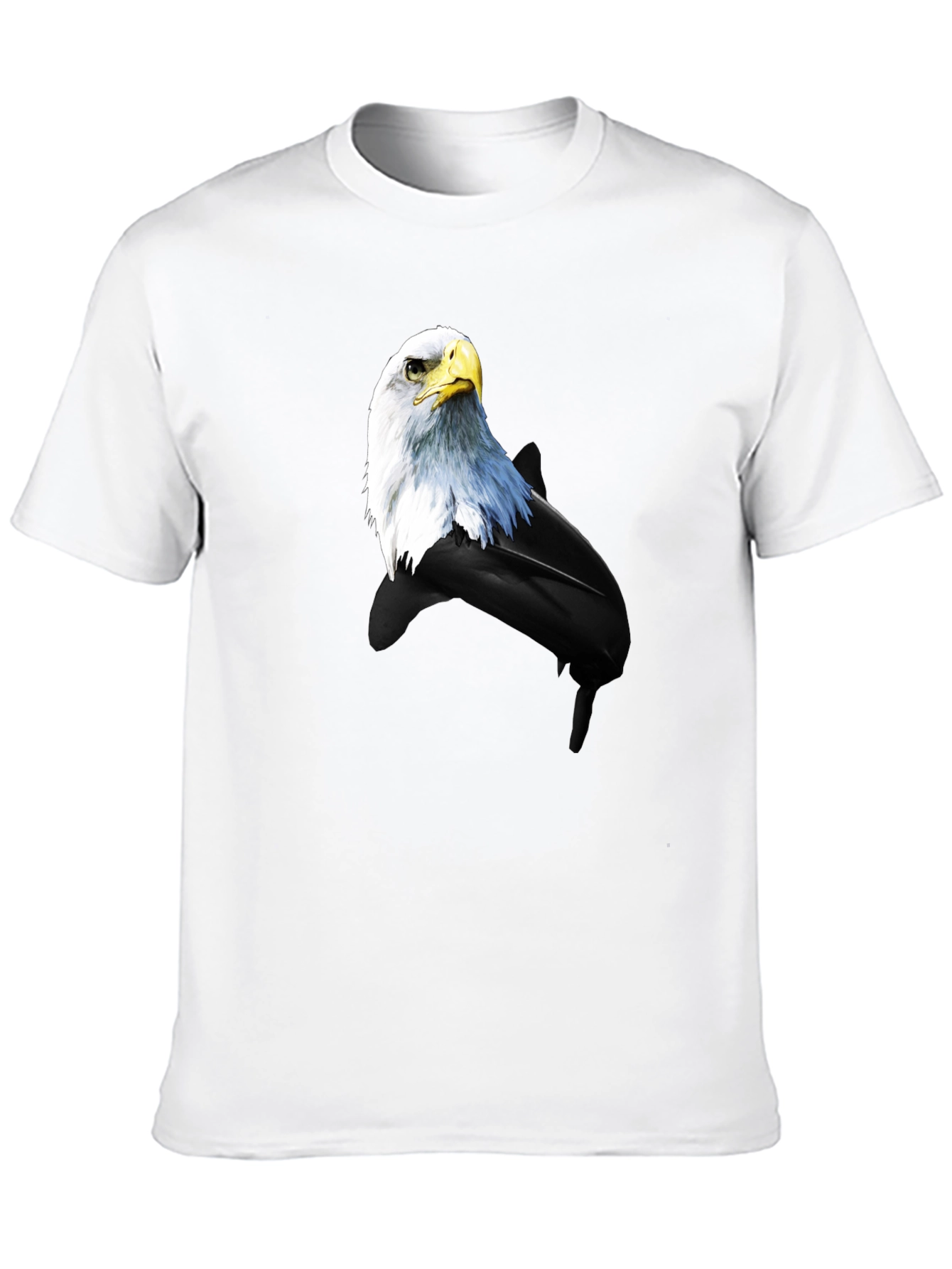 Black Eagle and Dolphin Graphic Tee - Black Cotton Blend view 10