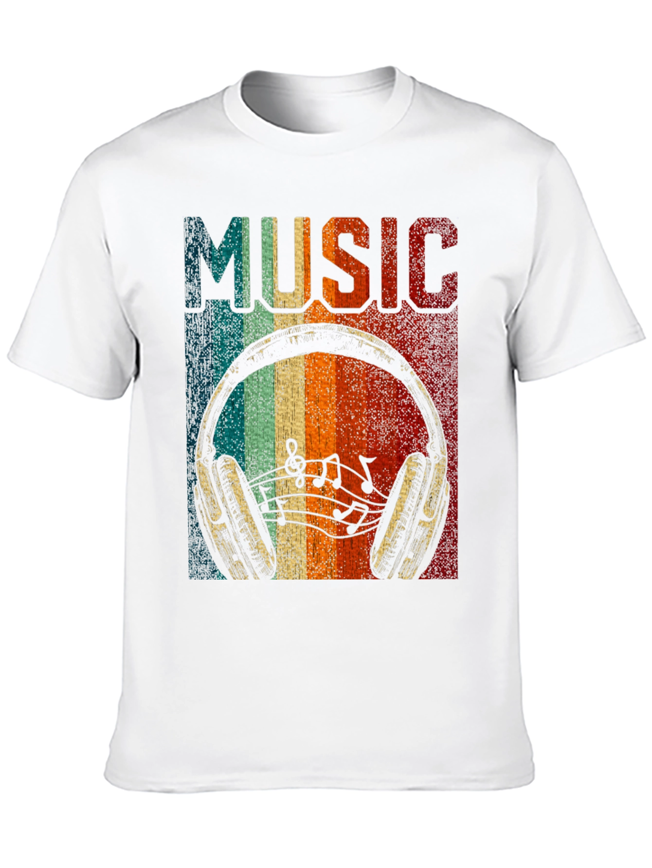 Black Retro Music Headphone T-Shirt view 10