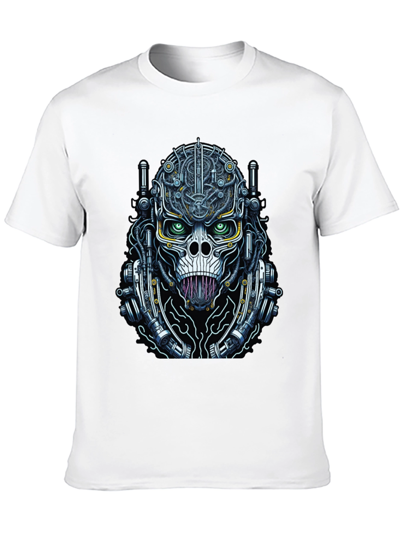 Black Cyberpunk Skull T-Shirt - Unique Graphic Tee view 10