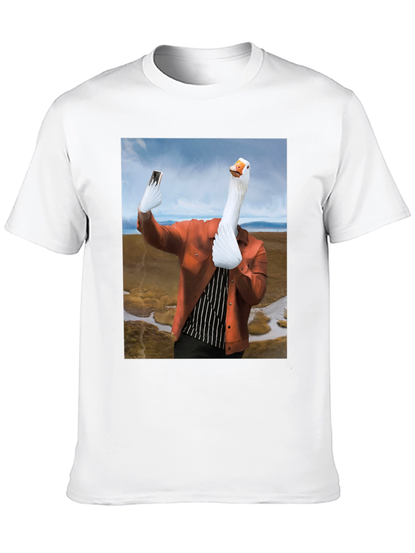 Black Funny Goose Selfie T-Shirt view 10