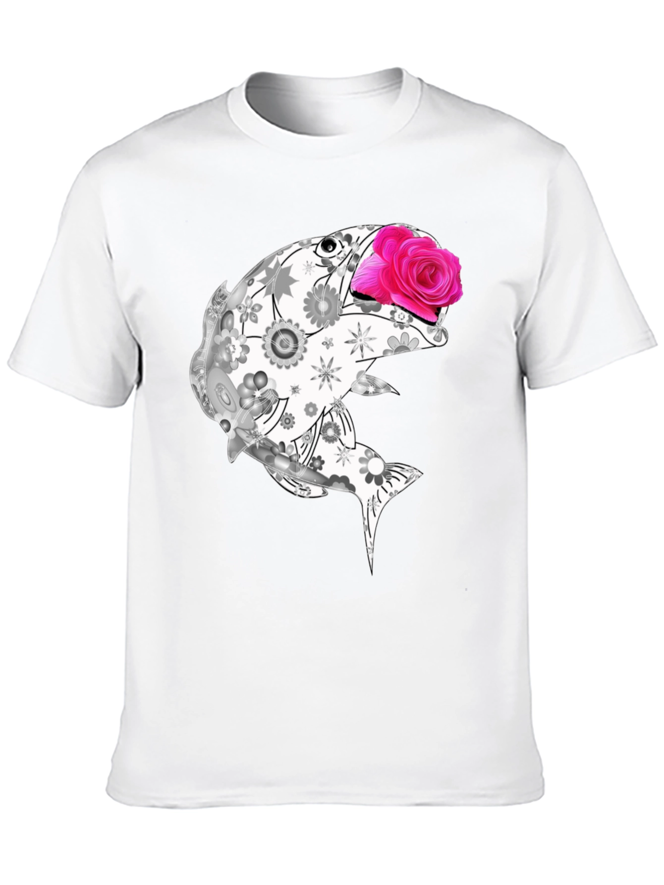 Black Floral Fish Graphic Tee - Stylish Casual Wear view 10