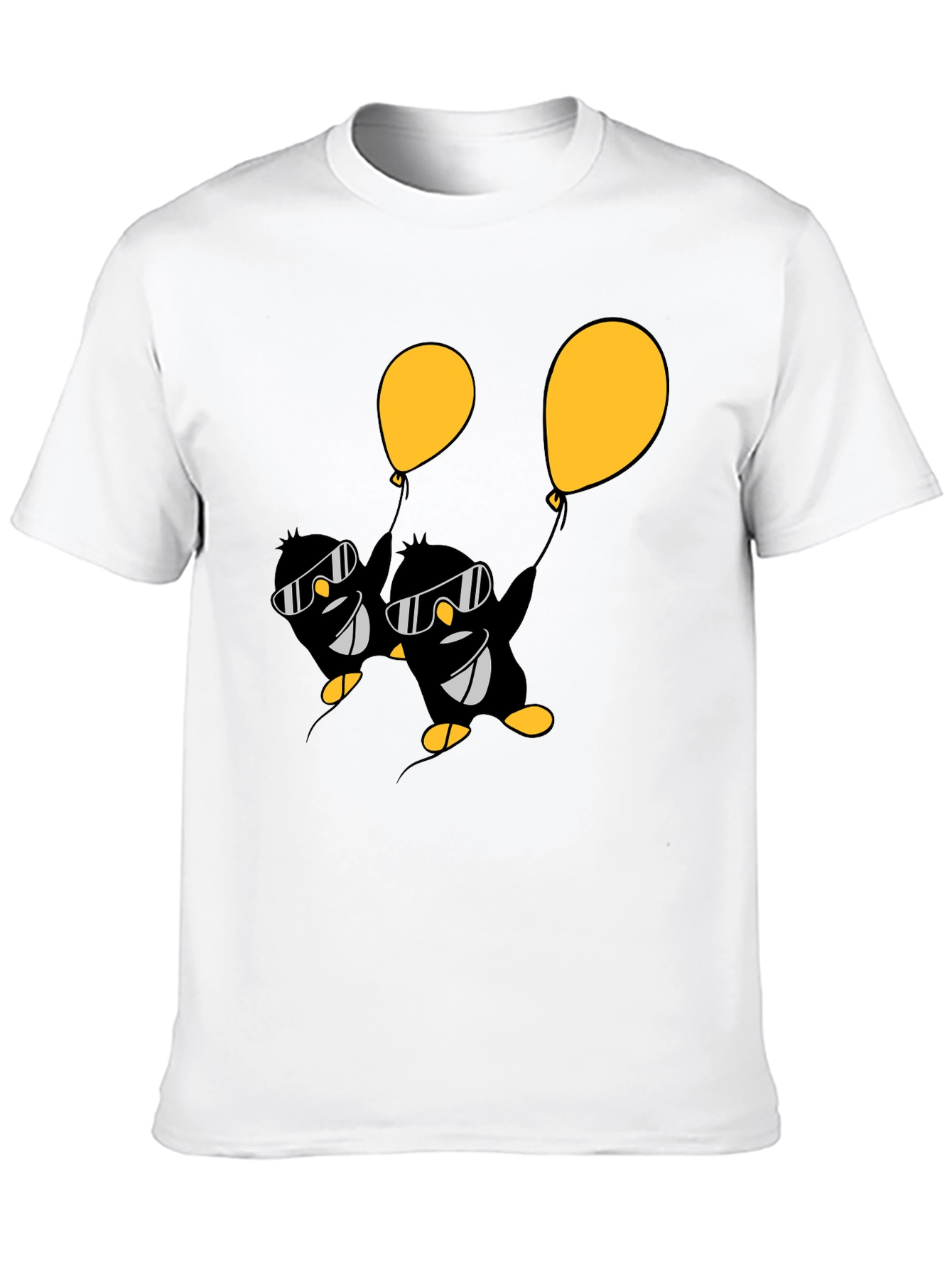Black Cool Penguin Balloon Graphic Tee - Black view 10