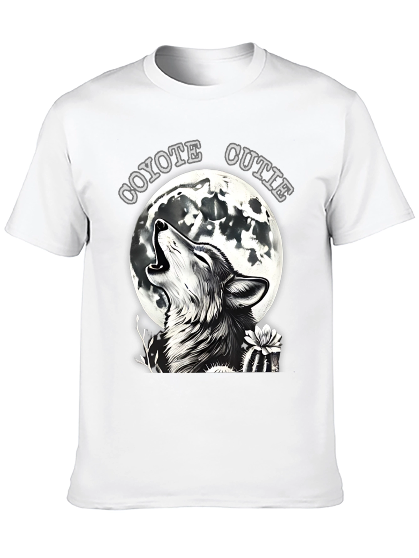 Black Coyote Cutie T-Shirt - Wolf Howling at Moon view 10