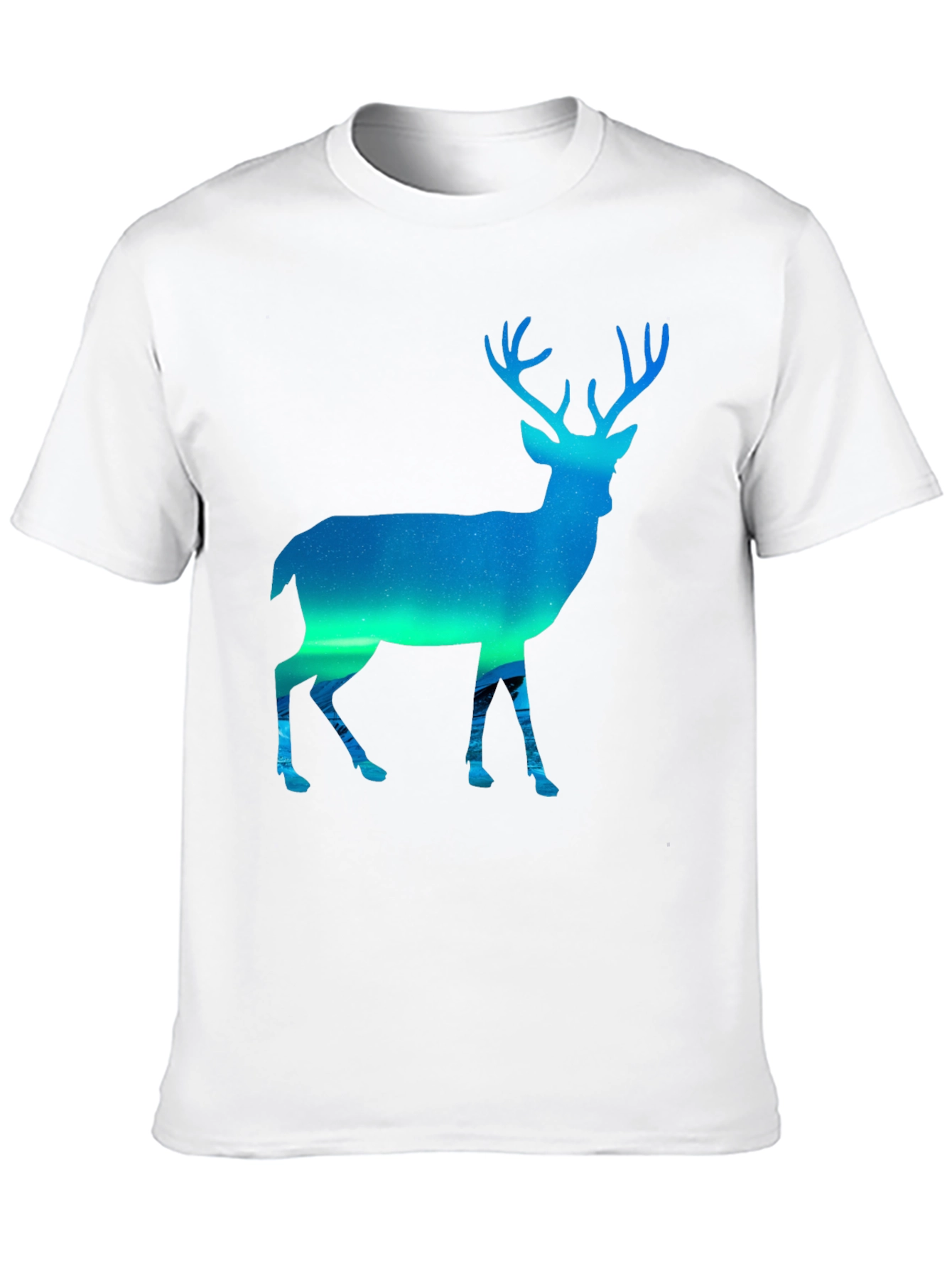 Black Northern Lights Deer Graphic Tee - Black view 10
