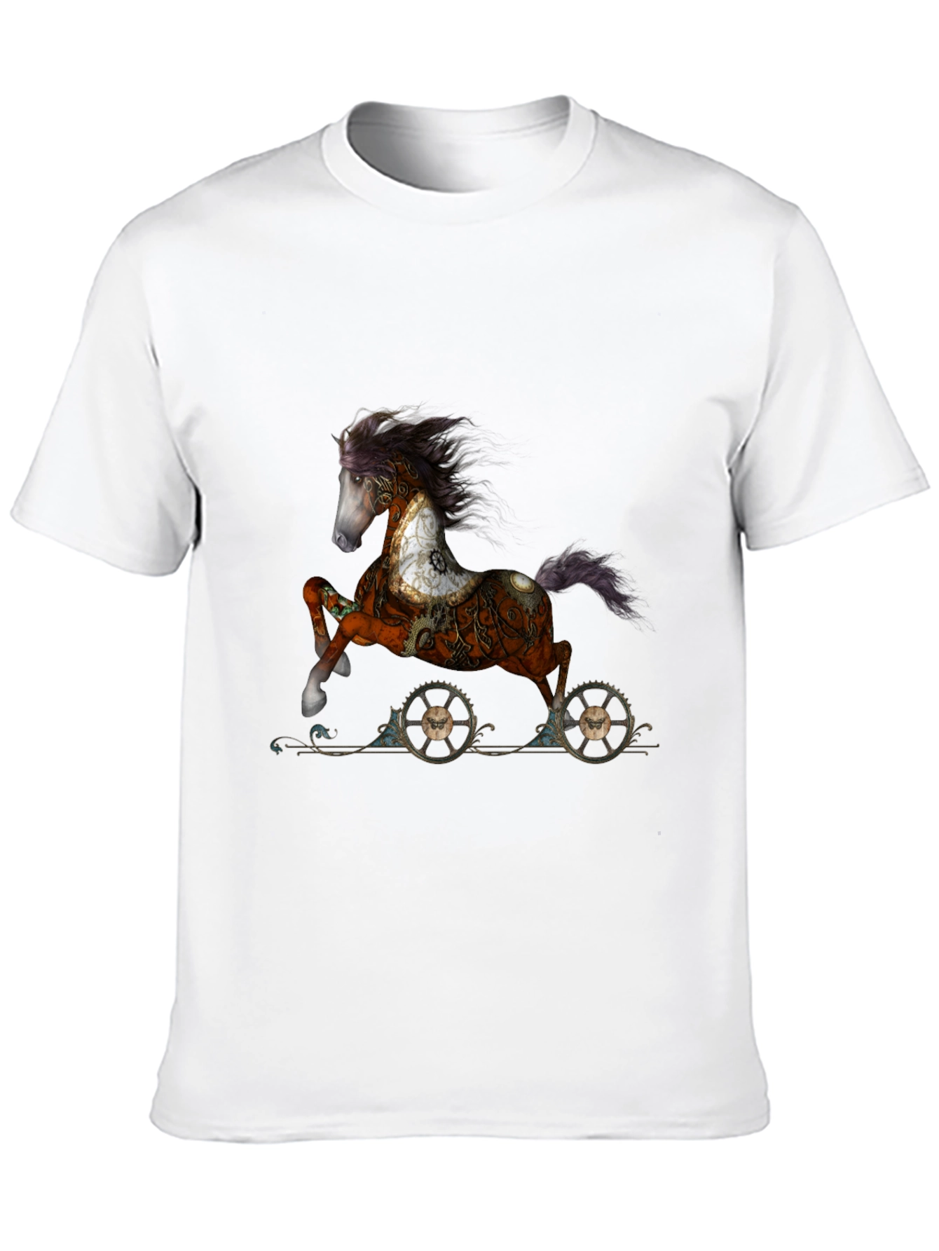 Black Steampunk Horse T-Shirt - Unique Graphic Tee view 10