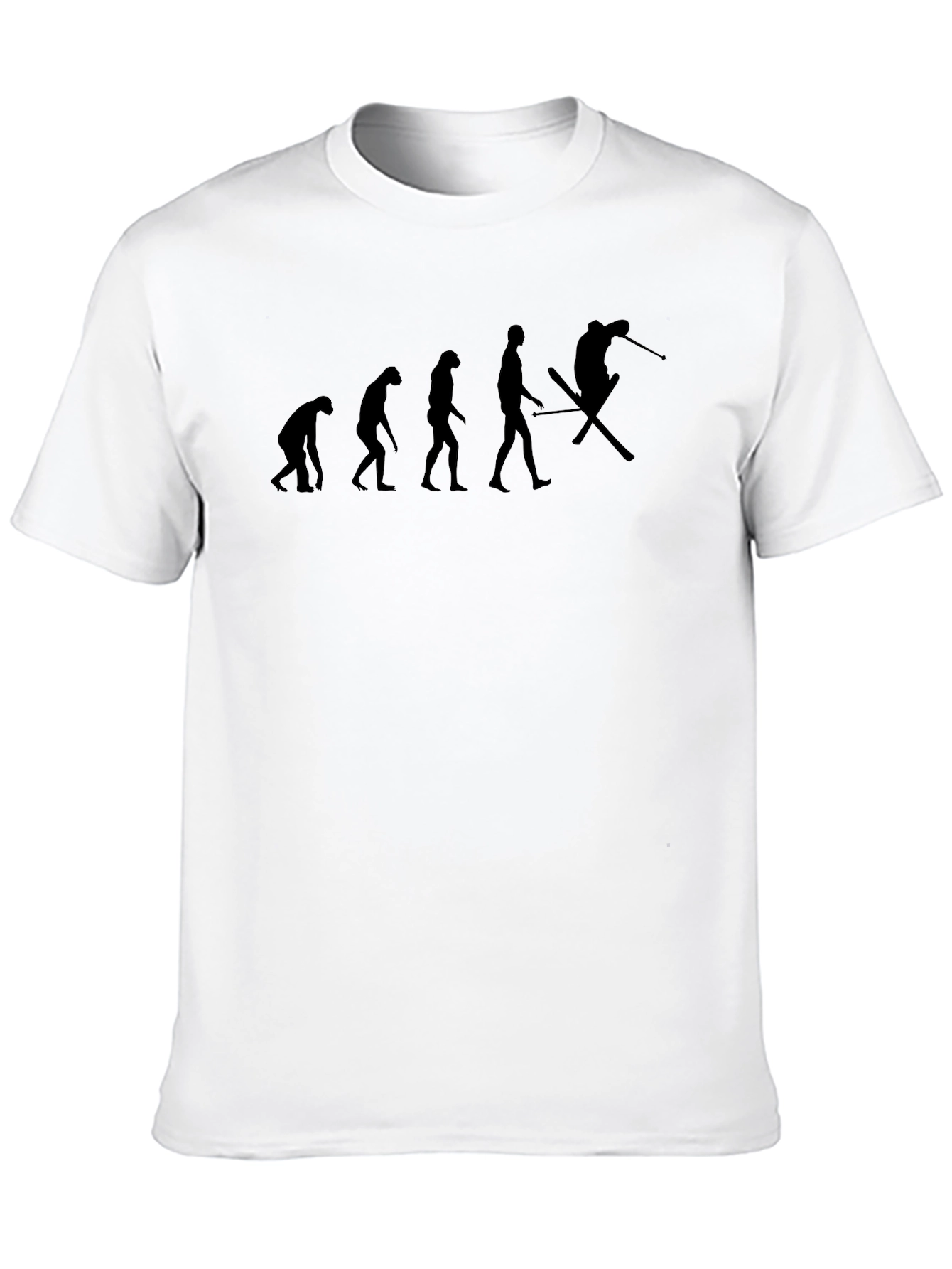 Black Evolution of Skiing T-Shirt - Black Cotton Tee view 10