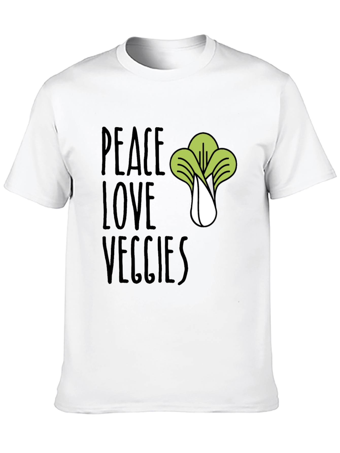 Black Peace Love Veggies T-Shirt - Vegan Friendly view 10