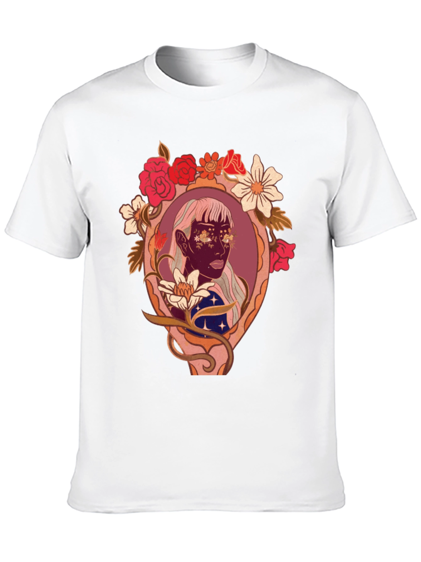 Black Floral Framed Face Graphic Tee view 10