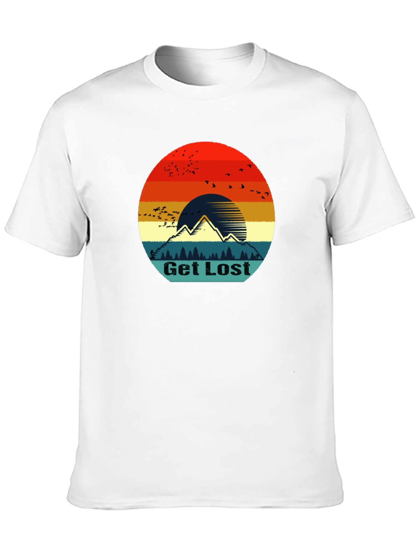 Black Get Lost Retro Mountain Graphic T-Shirt view 10