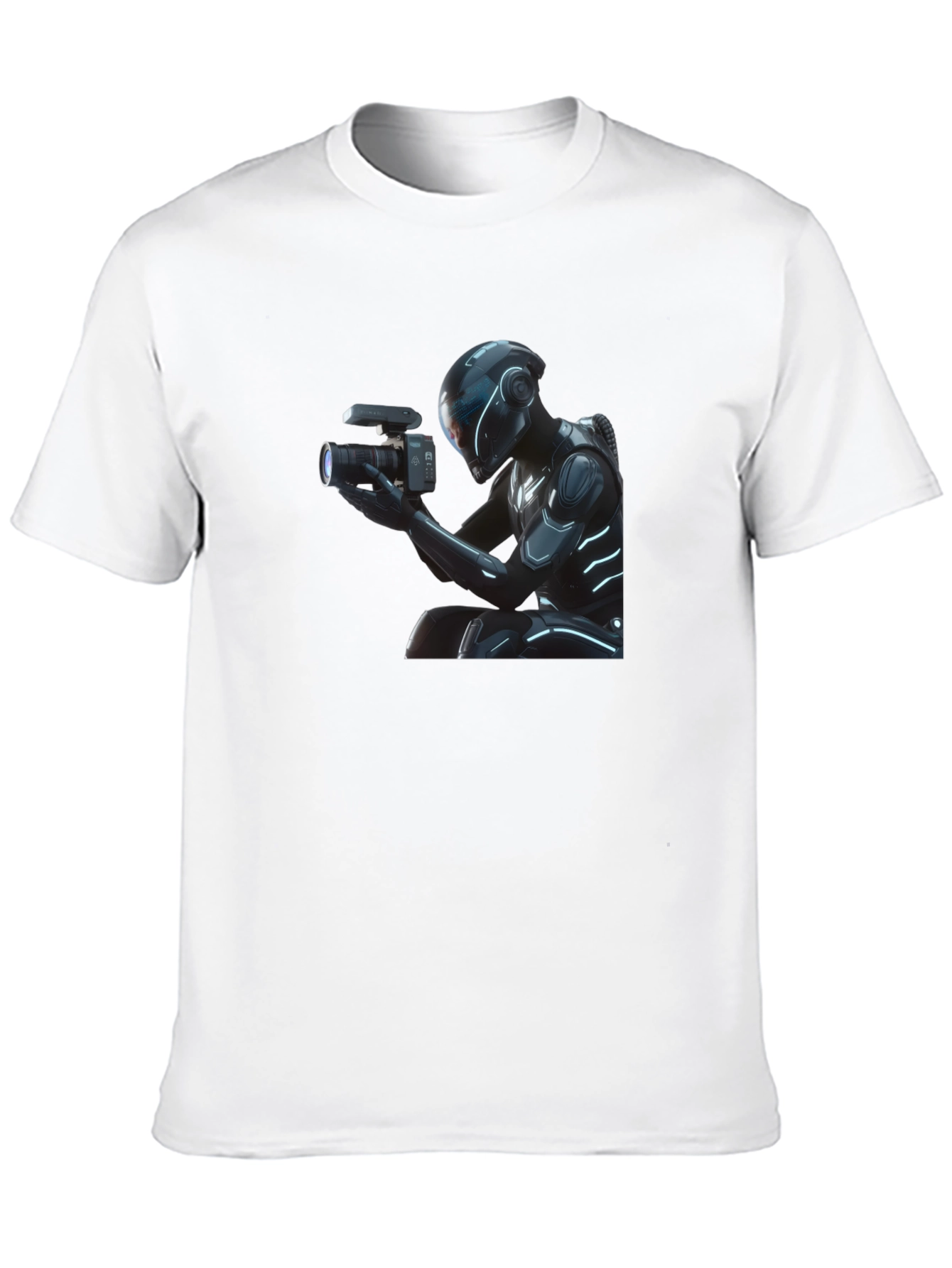 Black Futuristic Cameraman Graphic T-Shirt - Black view 10