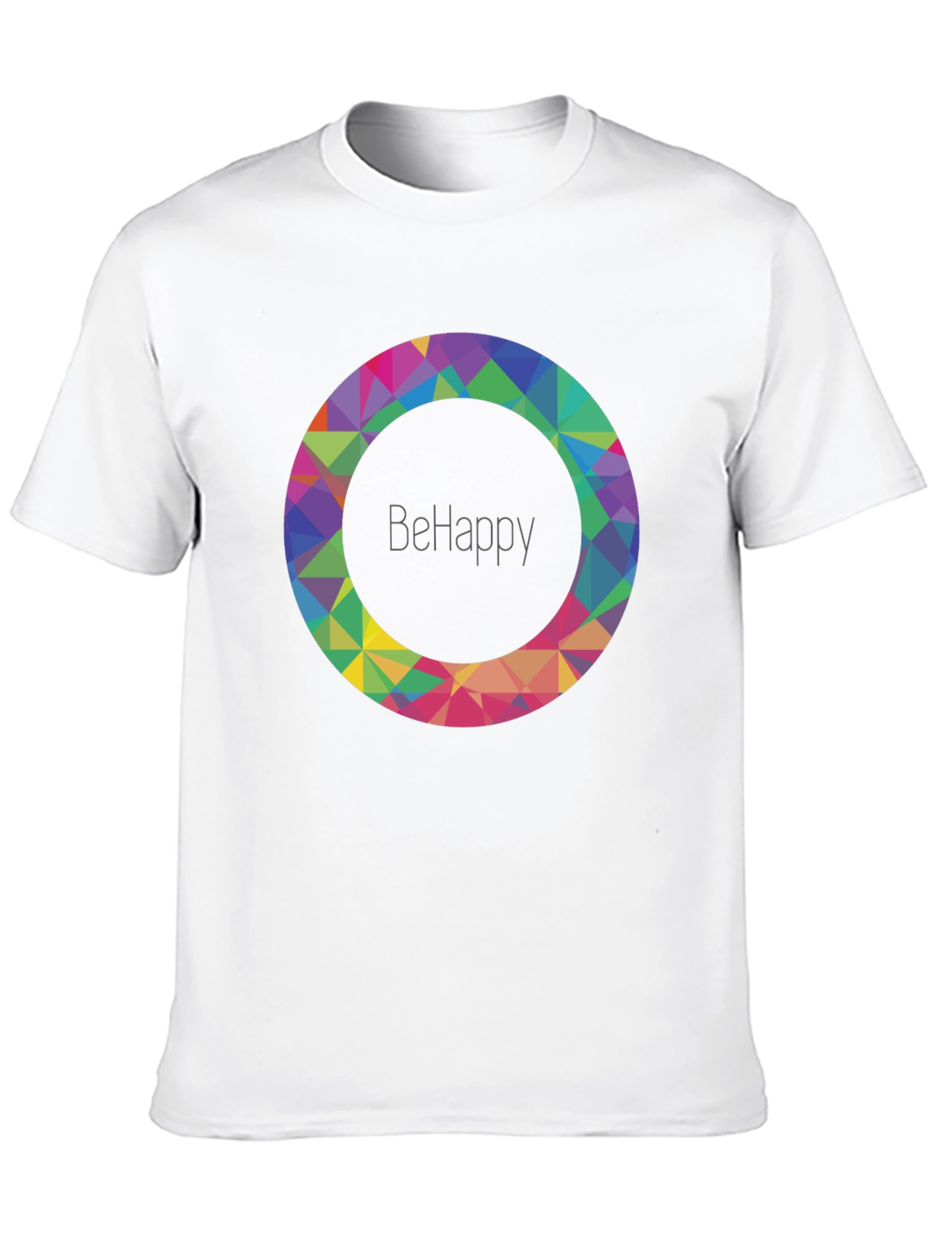 Black BeHappy Geometric Circle Graphic Black T-Shirt view 10