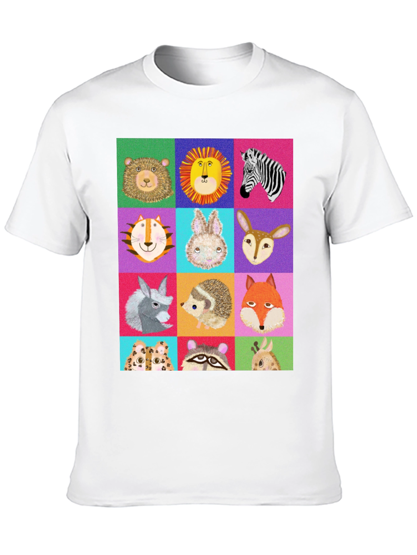 Black Animal Faces Graphic Tee - Fun Zoo Animals Shirt view 10