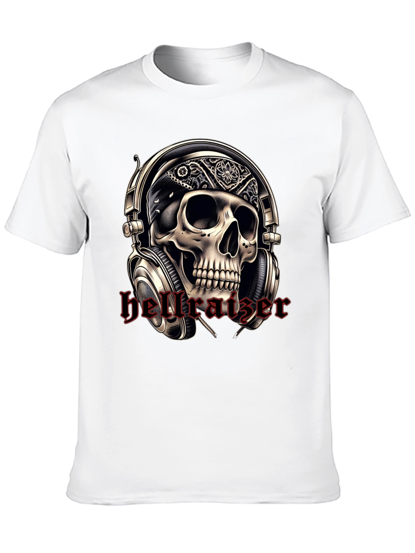 Black Skull Headphone T-Shirt - Rocker Tee view 10