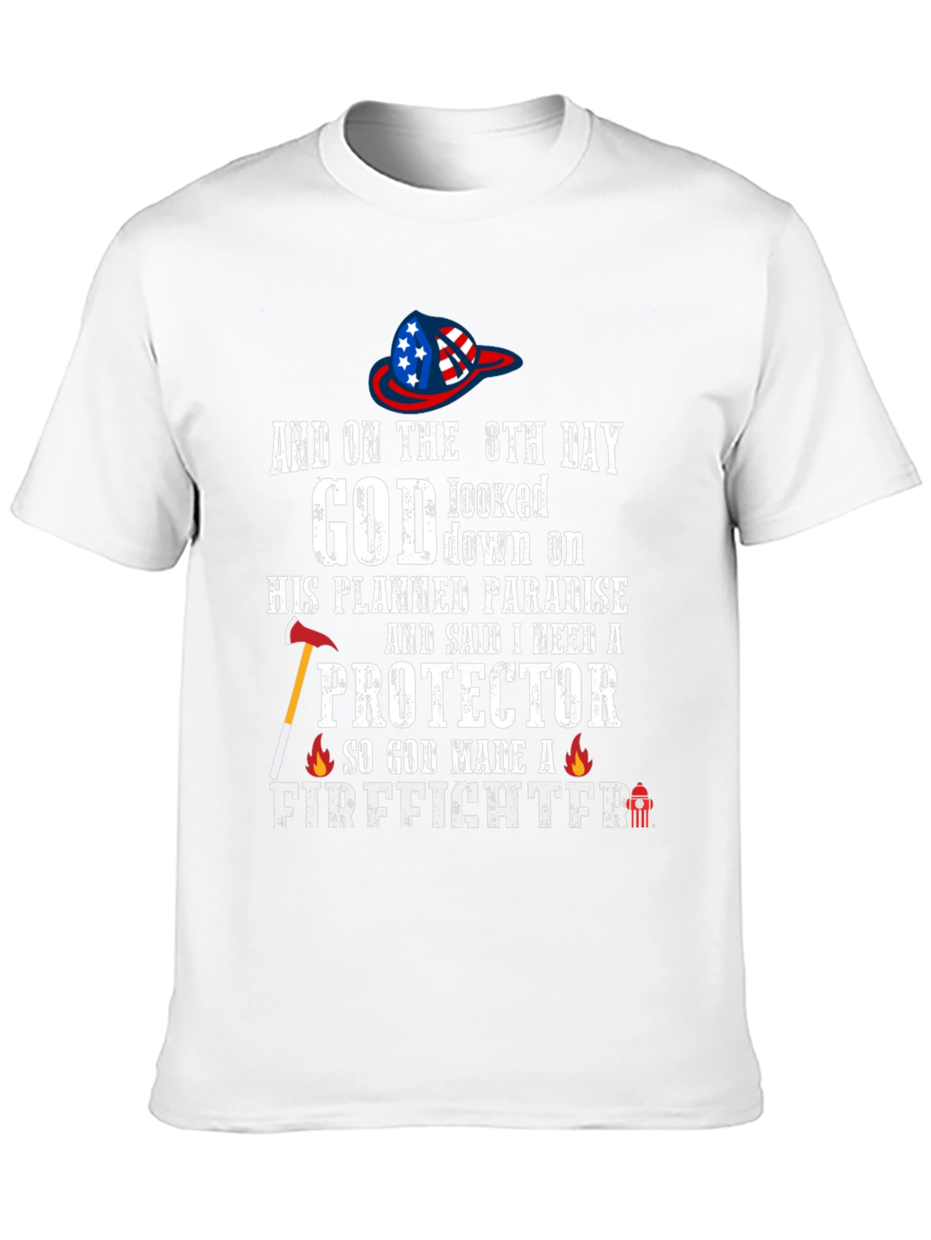 Black Firefighter T-Shirt - God Made a Firefighter Tee view 10