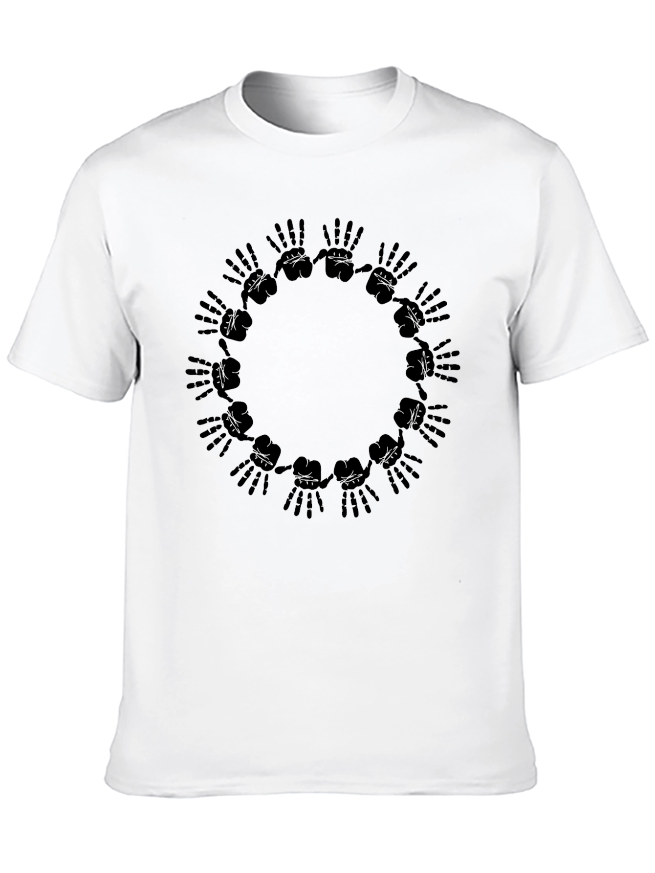 Black Graphic Black T-Shirt - Hands Circle Design view 10
