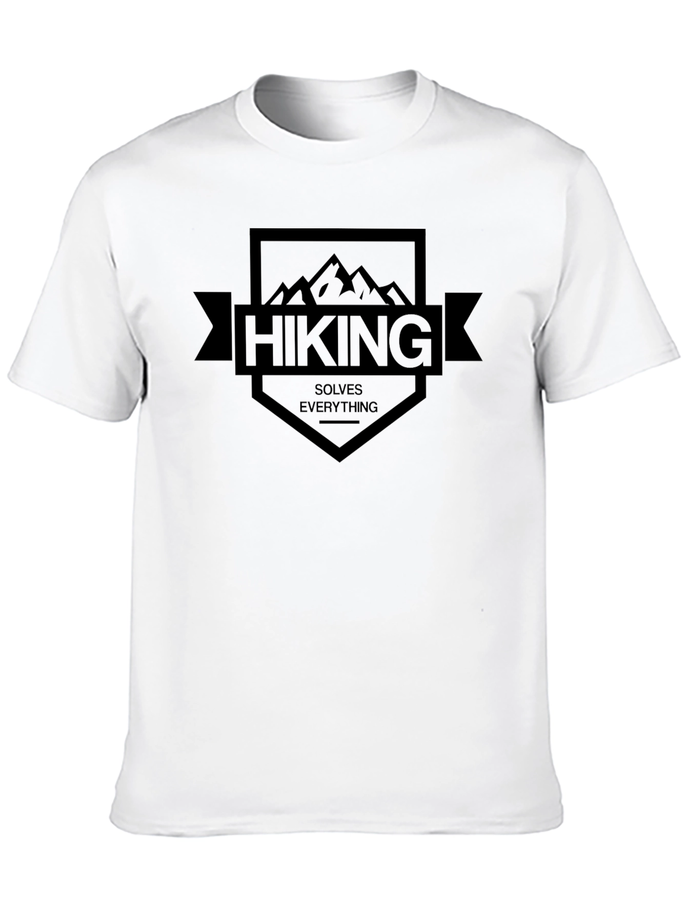 Black Hiking Solves Everything Black T-Shirt view 10