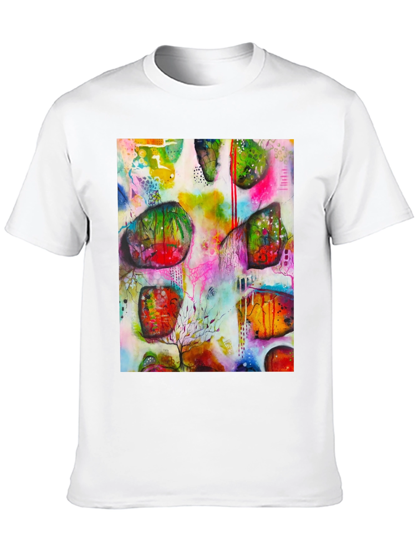 Black Abstract Art Print Men's Black T-Shirt view 10