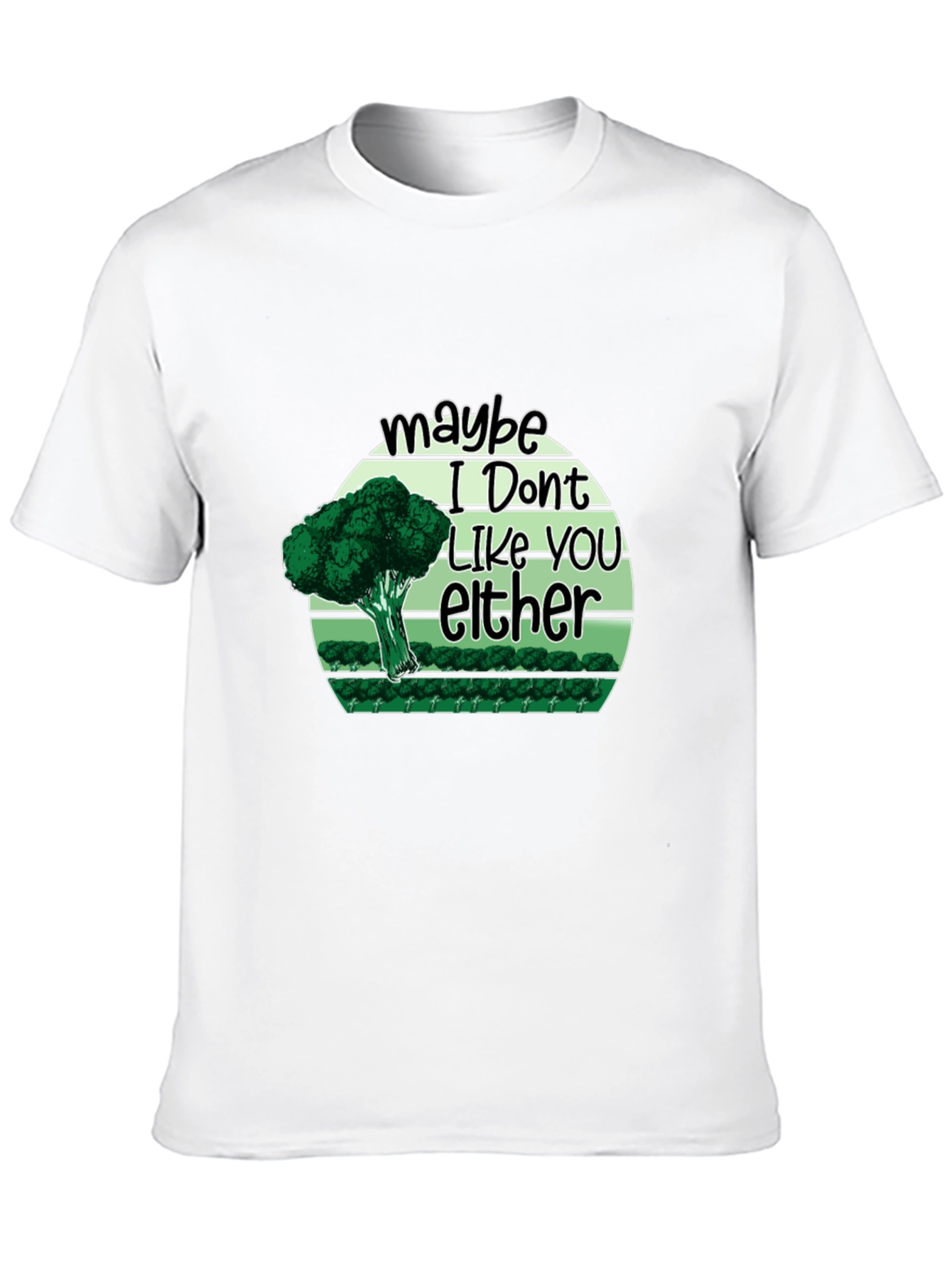 Black Funny Broccoli 'Maybe I Don't Like You Either' T-Shirt view 10
