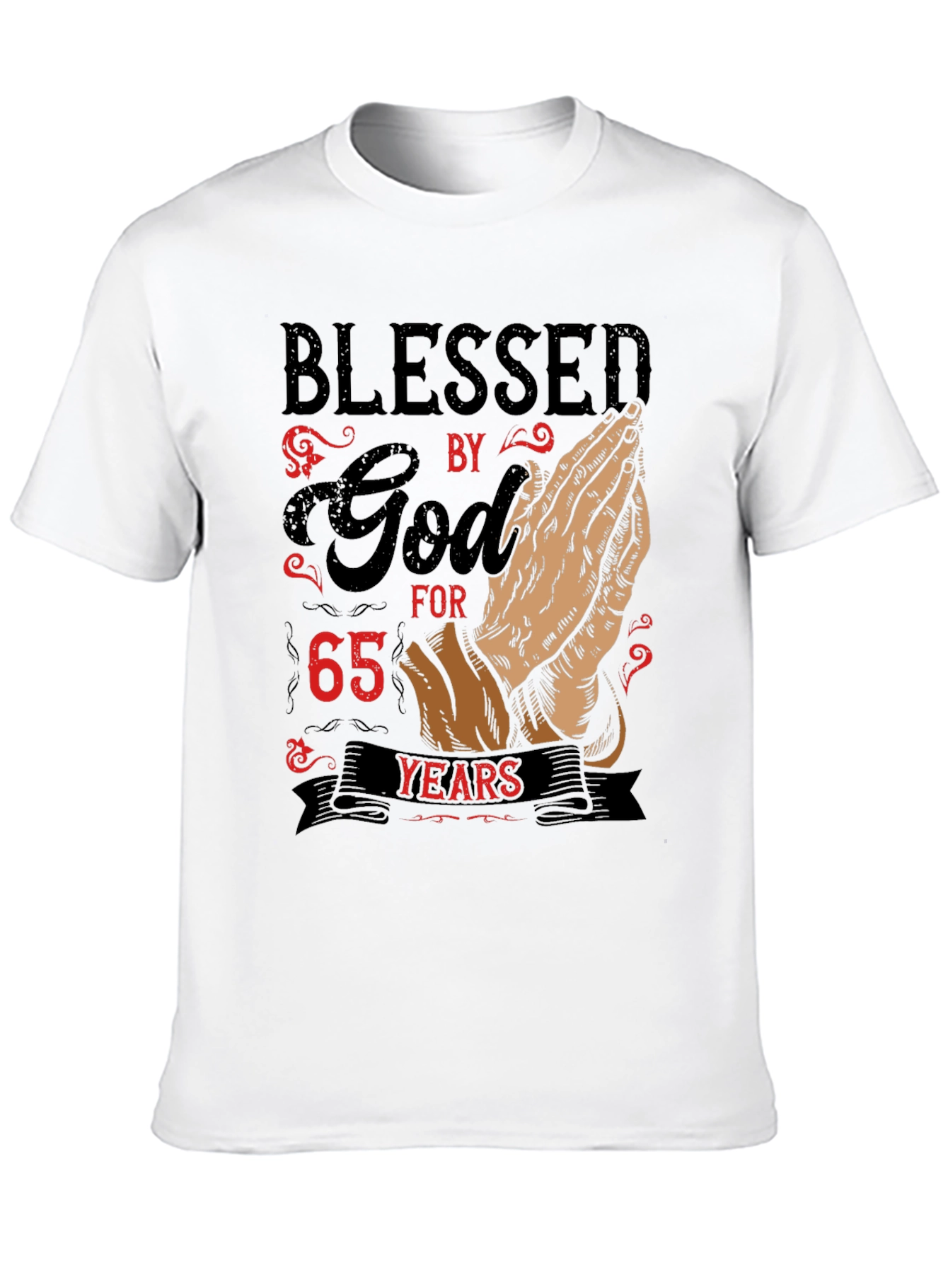 Black Blessed by God 65 Years T-Shirt view 10