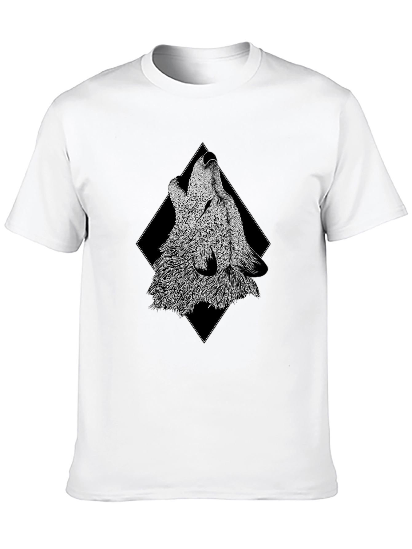 Black Howling Wolf Graphic Print Black T-Shirt view 10