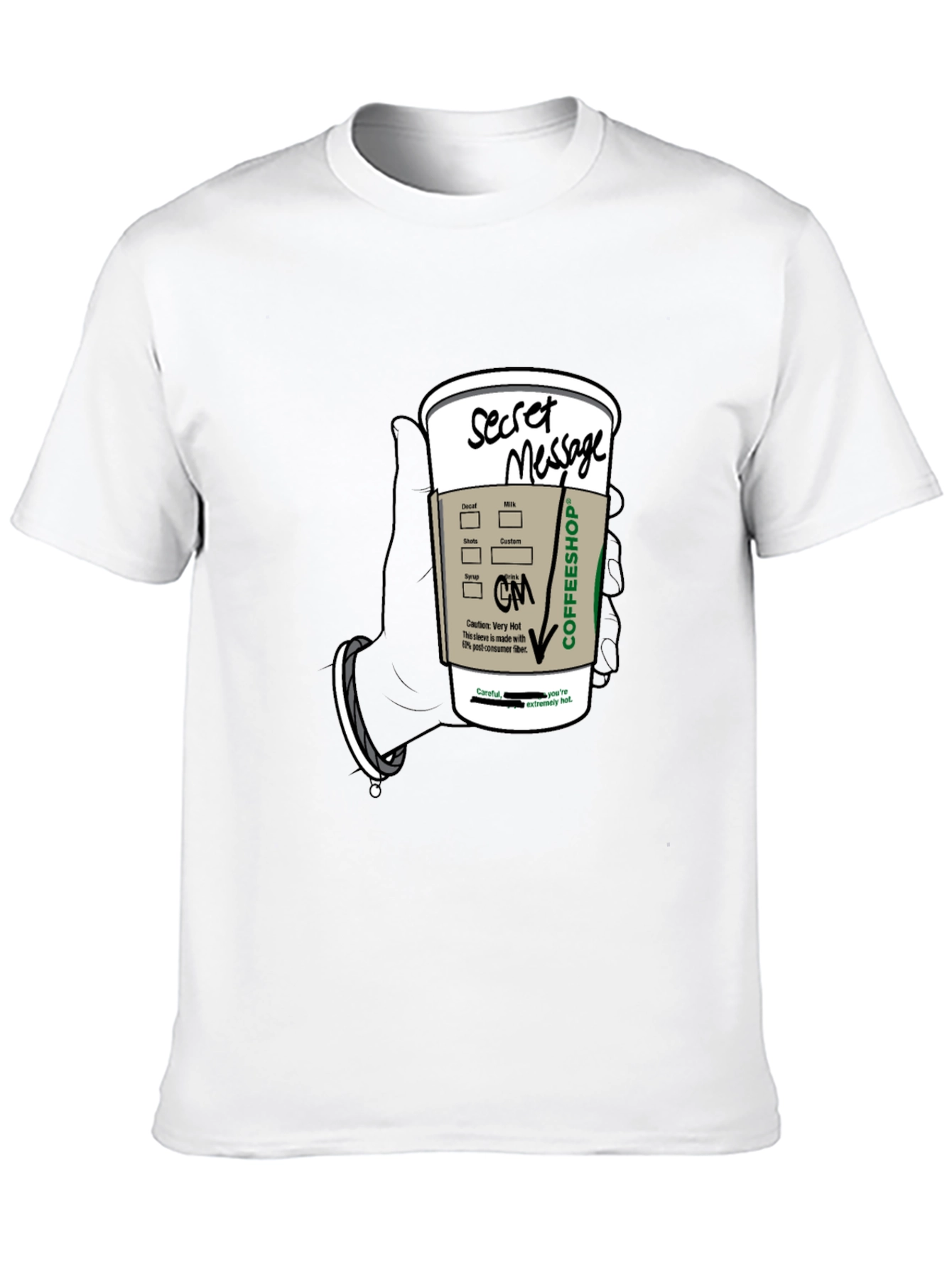 Black Coffee Secret Message T-Shirt - Fun Novelty Tee view 10