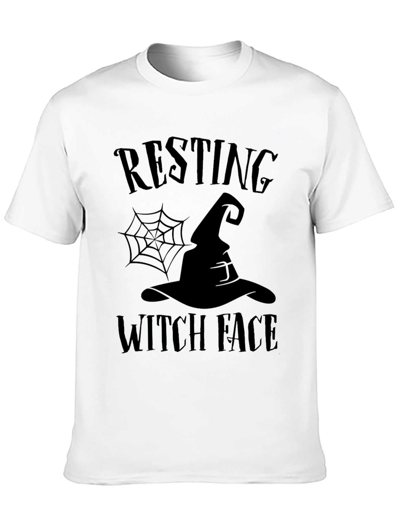 Black Resting Witch Face Halloween T-Shirt view 10
