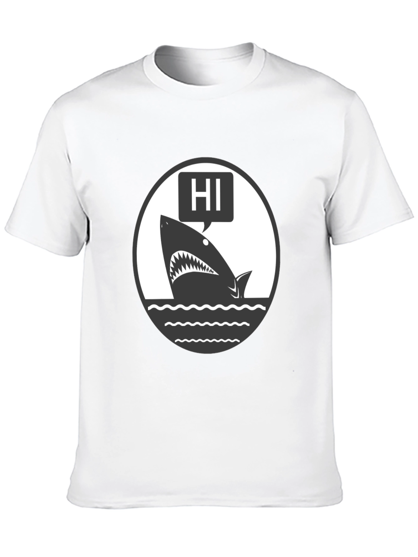 Black Hi Shark Graphic Tee - Black Cotton T-Shirt view 10