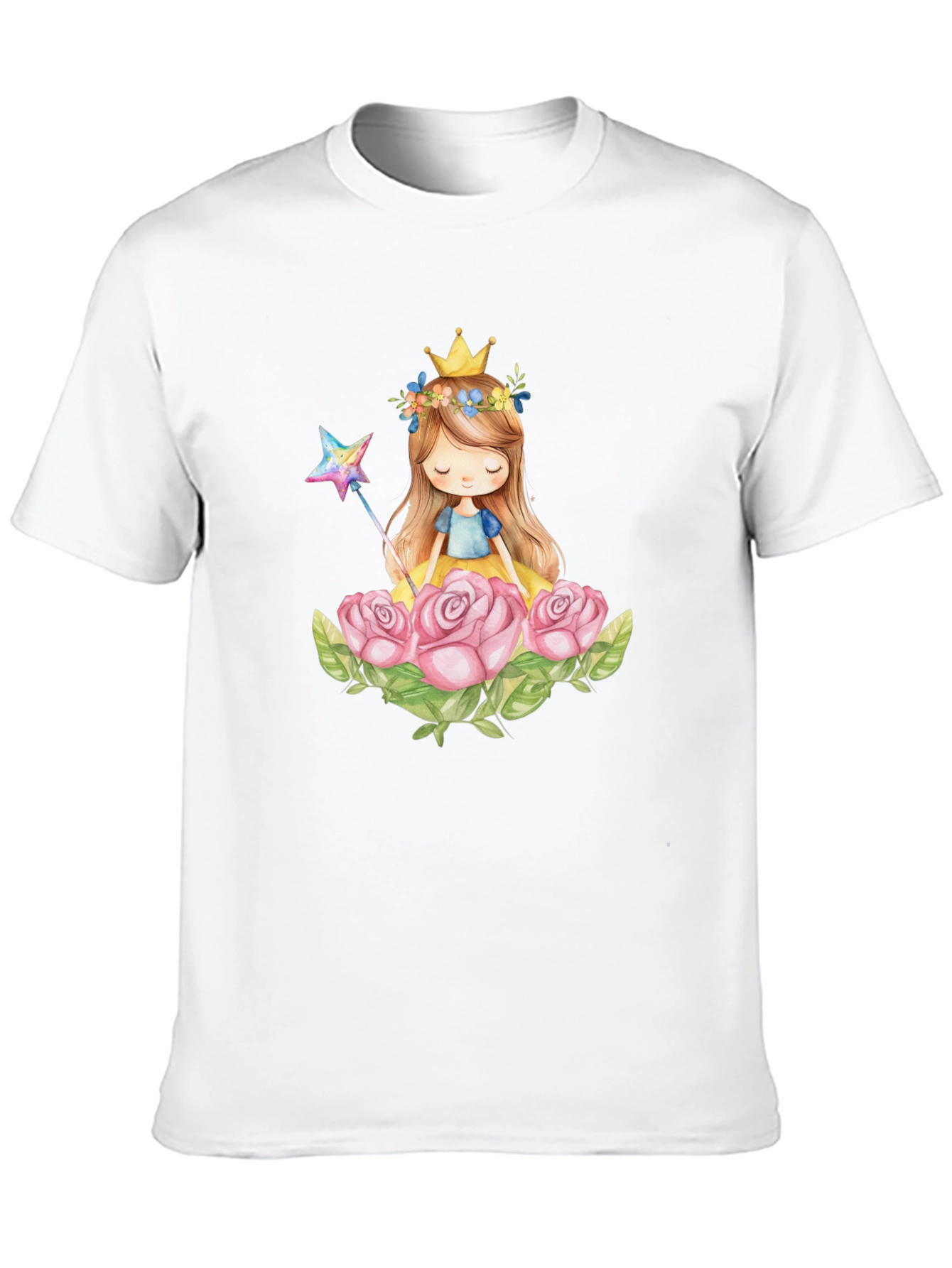 Black Princess Crown Rose Graphic Black T-Shirt view 10