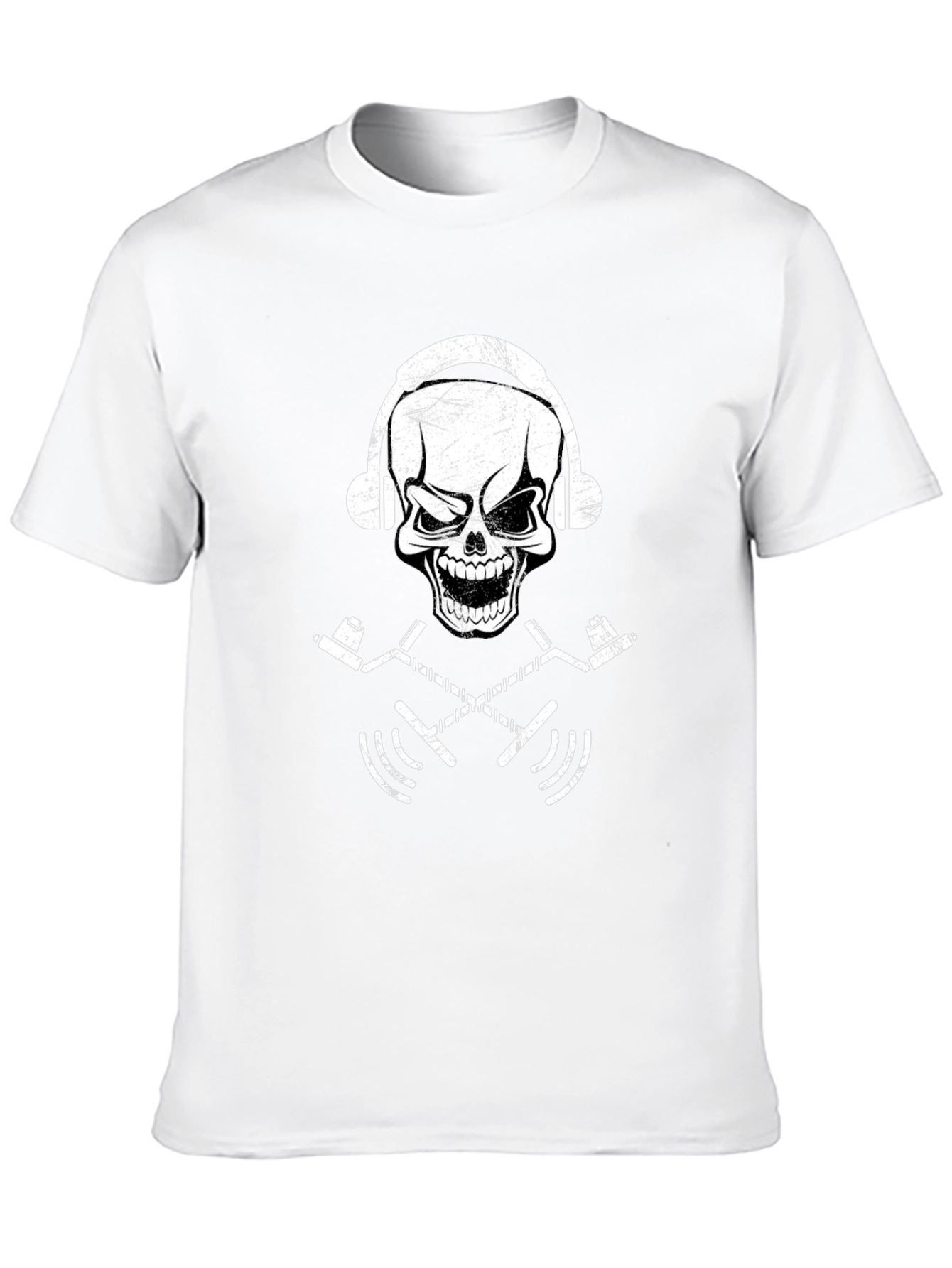 Black Skull Headphone Graphic T-Shirt - Black view 10