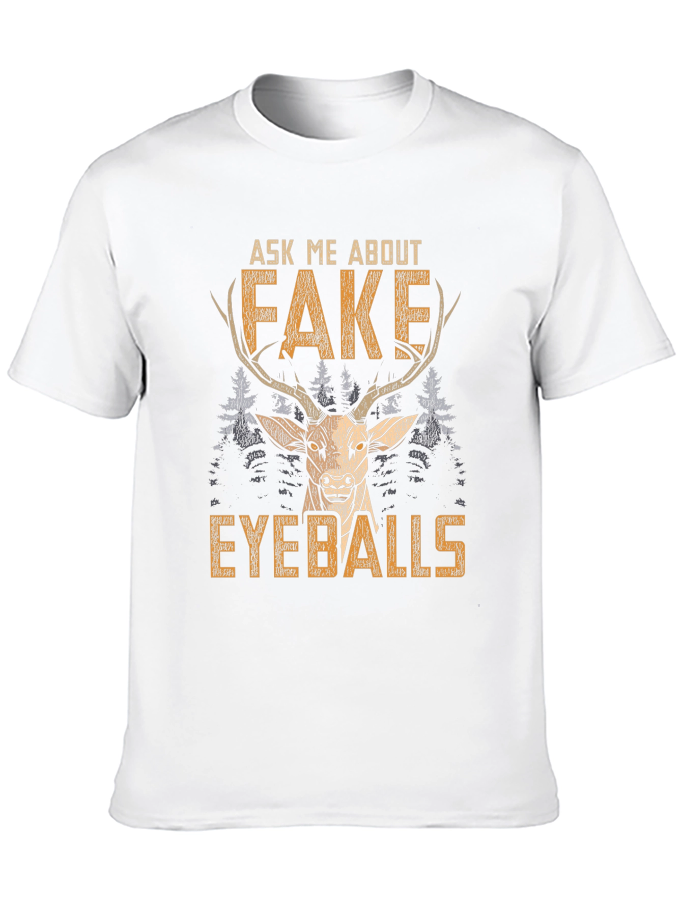 Black Funny "Fake Eyeballs" Deer Graphic T-Shirt view 10