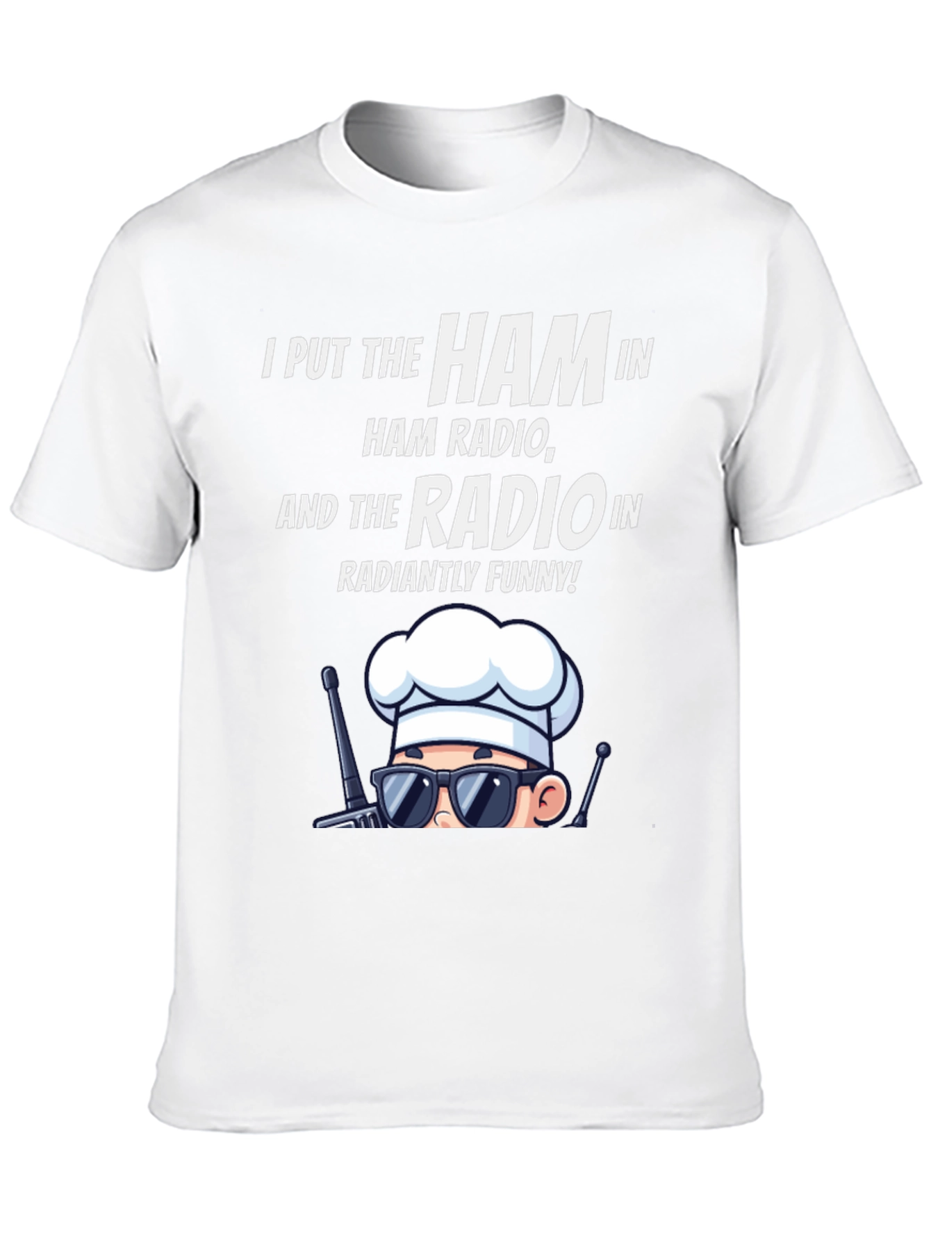 Black Ham Radio Humor T-Shirt: Radiantly Funny Chef Design view 10