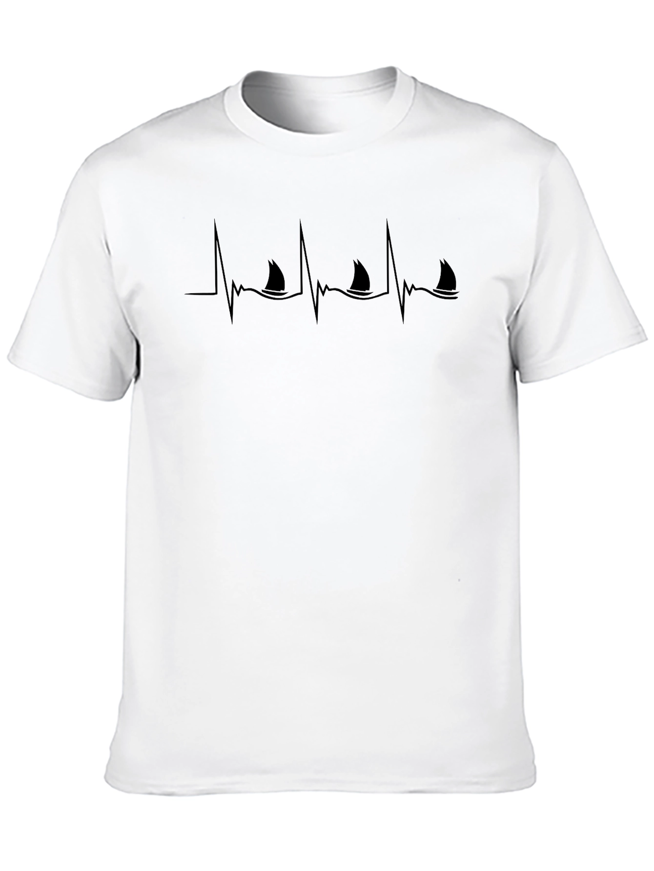 Black Shark Heartbeat Black T-Shirt - Unique Graphic Tee view 10