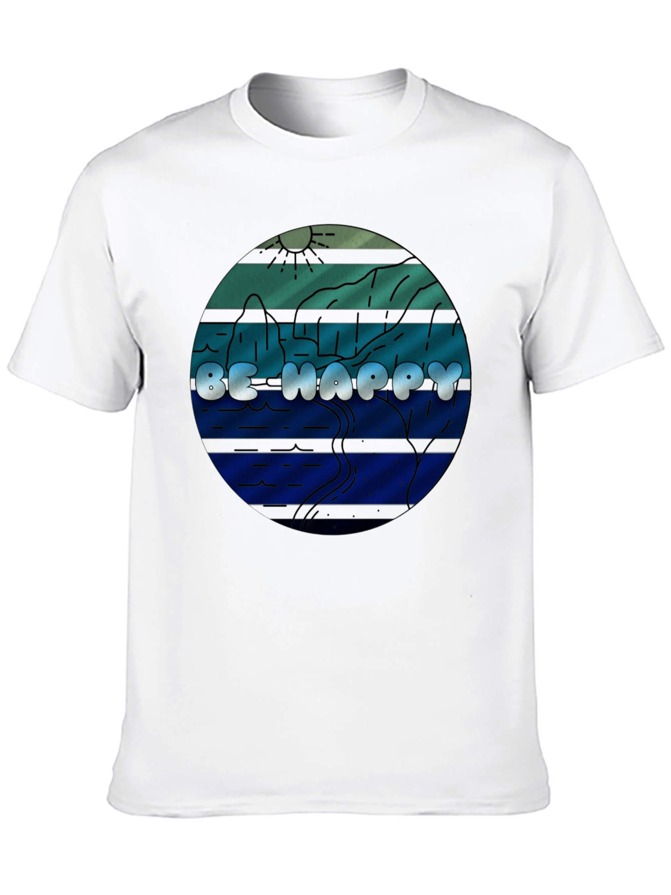 Black Be Happy Graphic Tee - Comfort Fit Black T-Shirt view 10