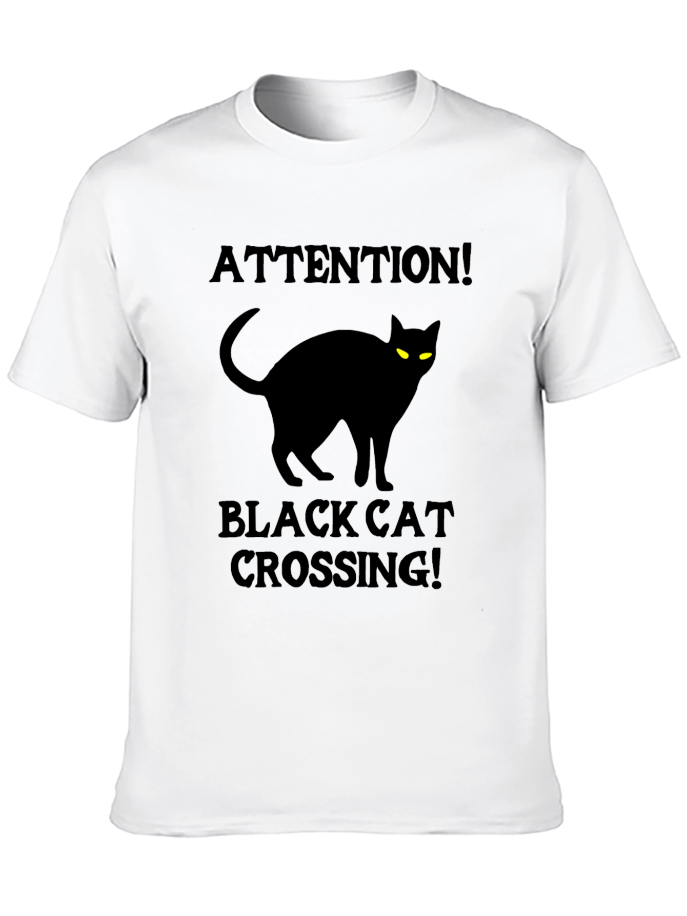 Black Black Cat Crossing T-Shirt - Attention Halloween Tee view 10