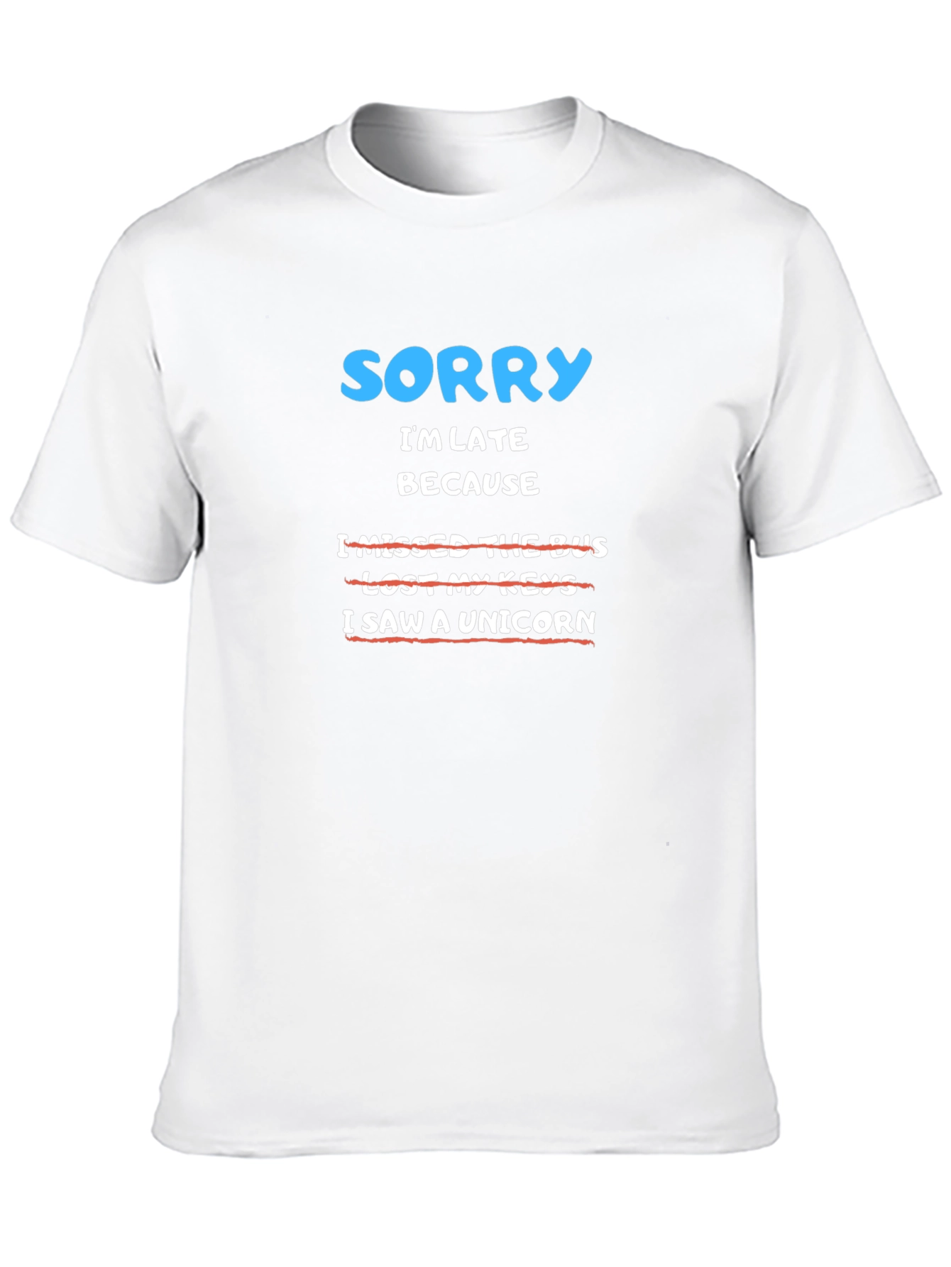 Black Funny Sorry I'm Late Unicorn Graphic T-Shirt view 10