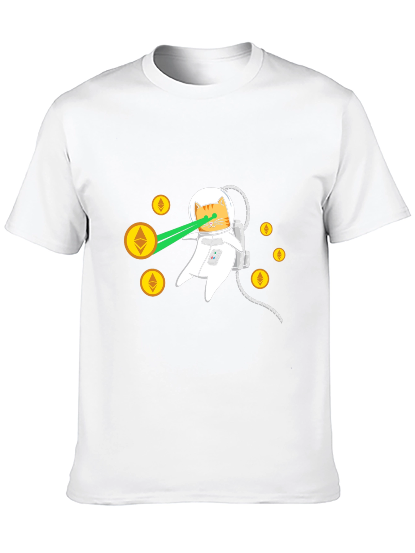 Black Astronaut Cat Laser Eyes Ethereum Crypto Black T-Shirt view 10