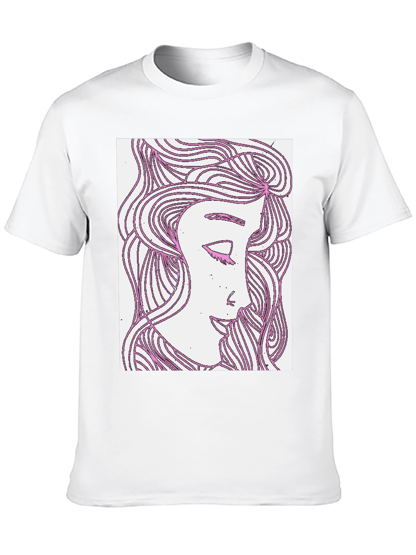 Black Abstract Woman Graphic Tee - Black Cotton T-Shirt view 10