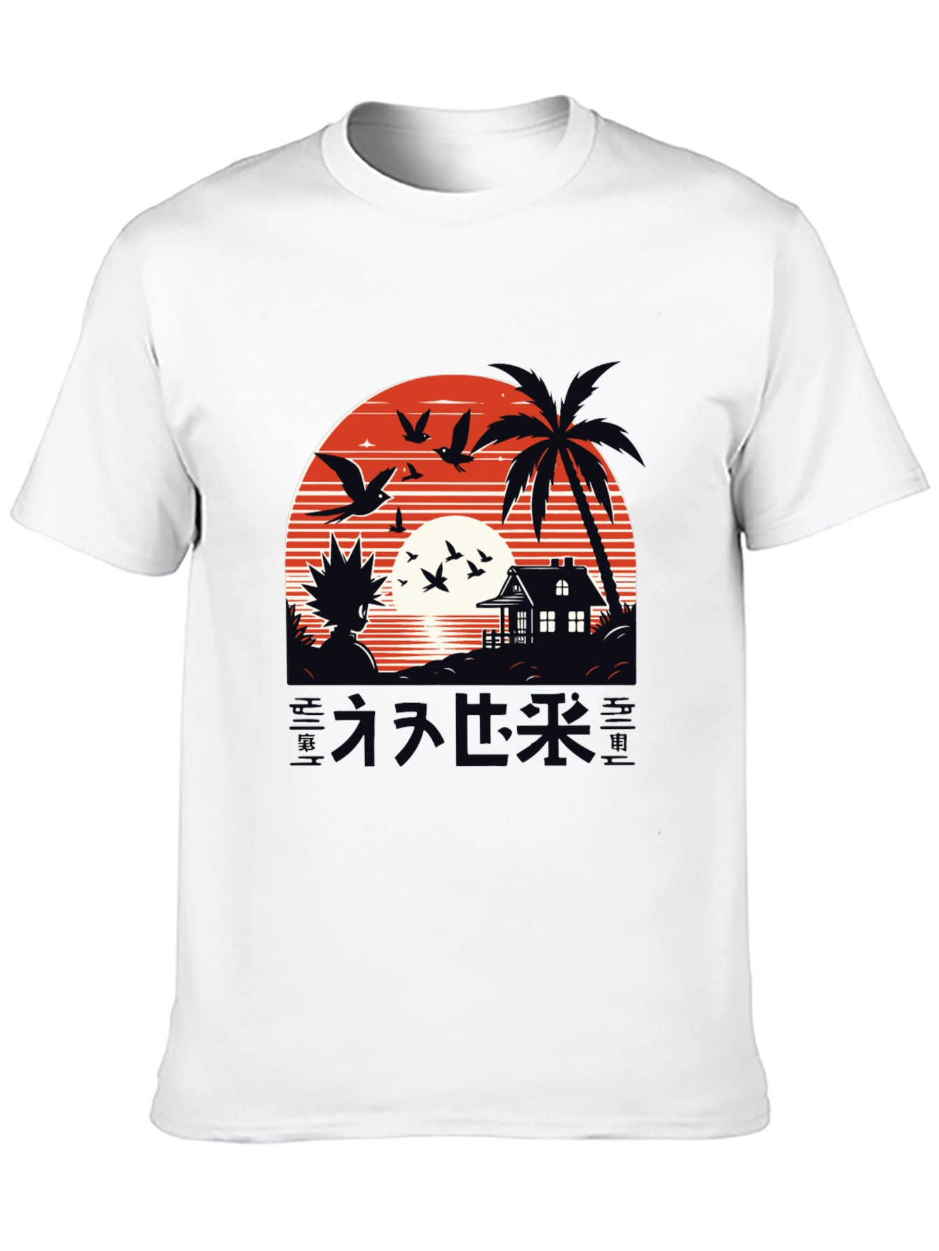 Anime Graphic Tee - Sunset Island Design - 10