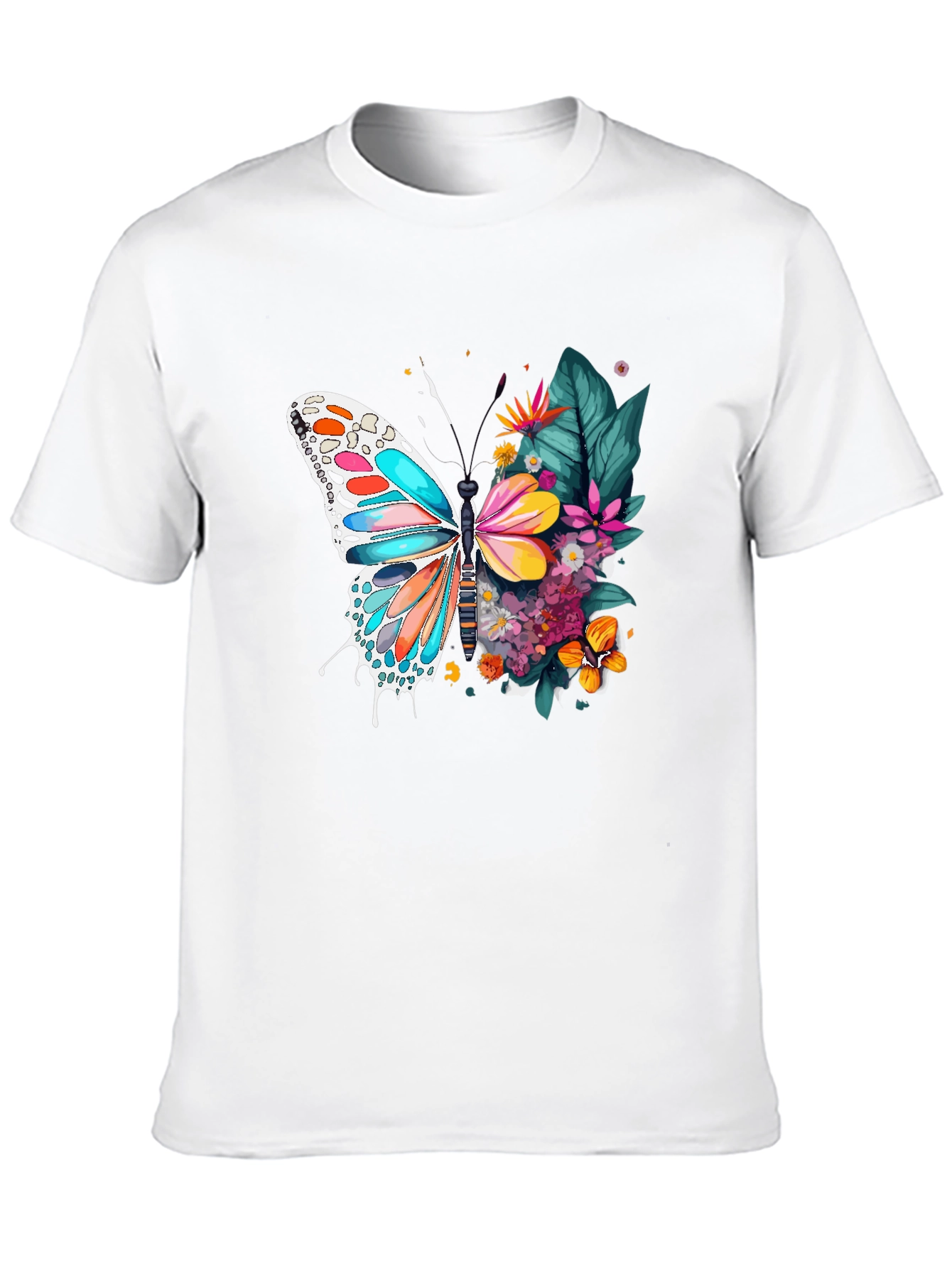 Black Floral Butterfly Graphic Tee - Unique Design! view 10