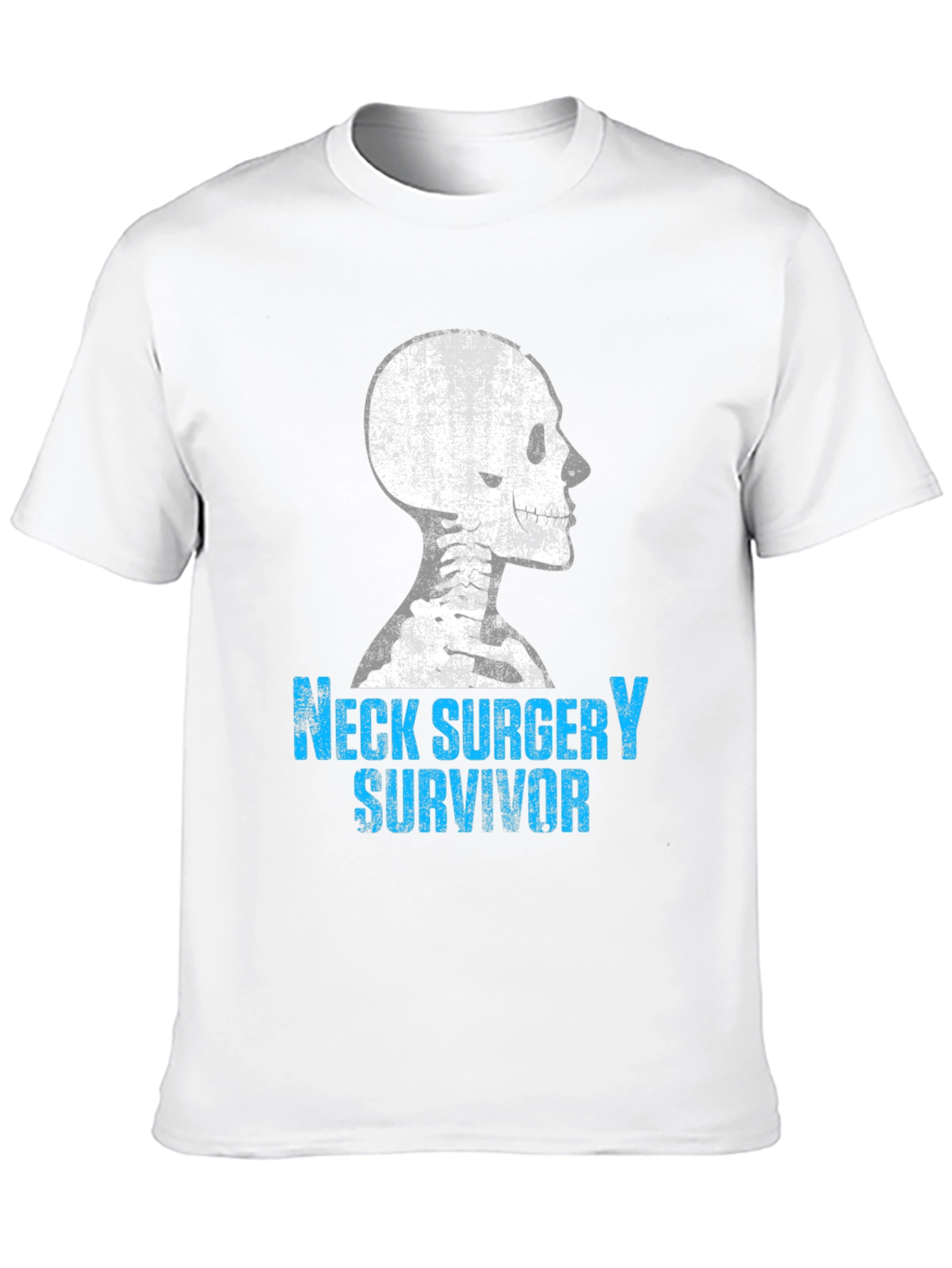 Black Neck Surgery Survivor T-Shirt - Bone Skeleton Design view 10