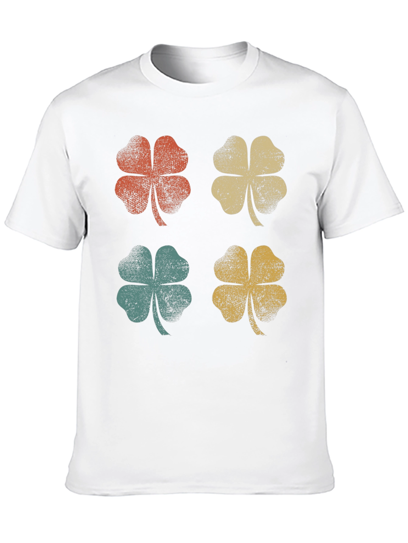 Black Retro Clover Graphic Tee - Lucky Four Leaf Shirt view 10