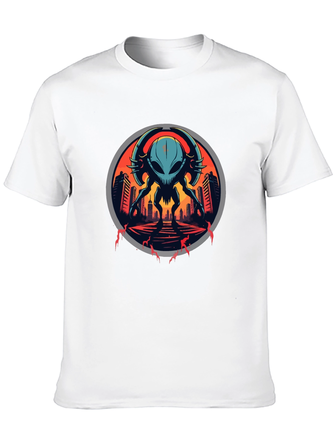 Black Sci-Fi Alien Invasion Graphic T-Shirt view 10
