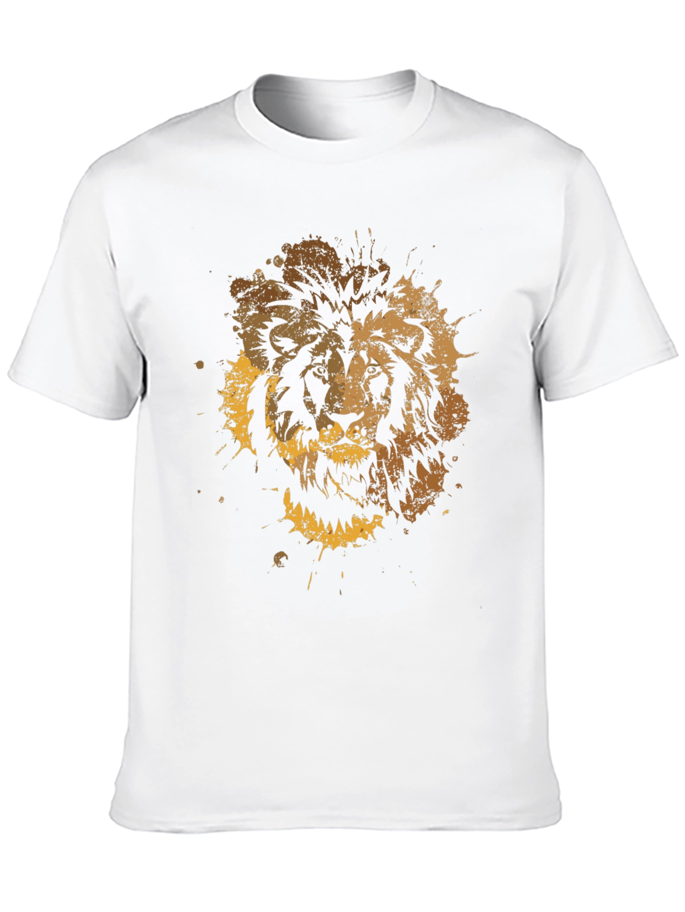 Black Lion Splatter Graphic Men's Black T-Shirt view 10